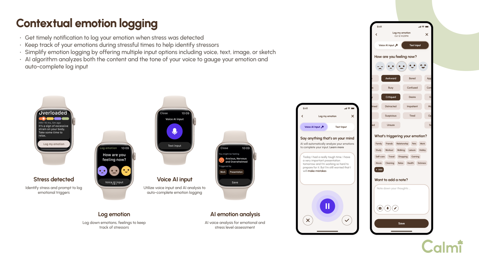 London Design Awards Winner - Calmi - Stress tracking and management companion