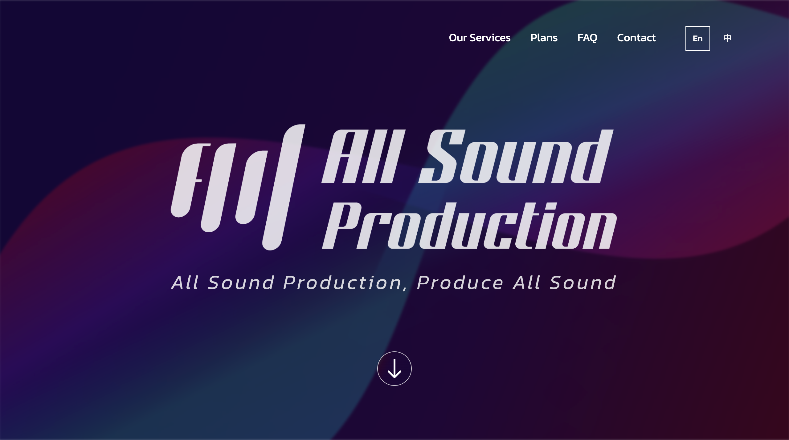 London Design Awards Winner - All Sound Production Website