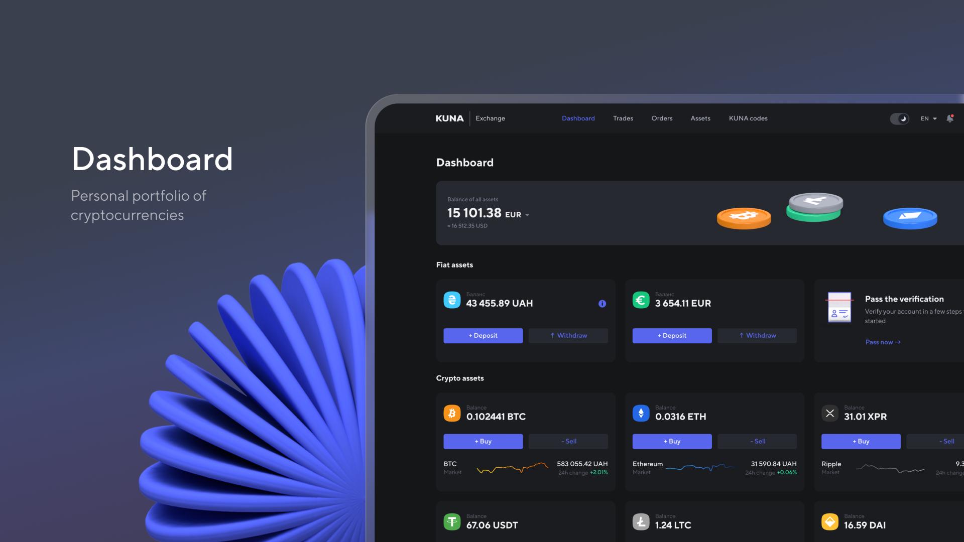 London Design Awards Winner - Kuna Crypto Exchange Platform