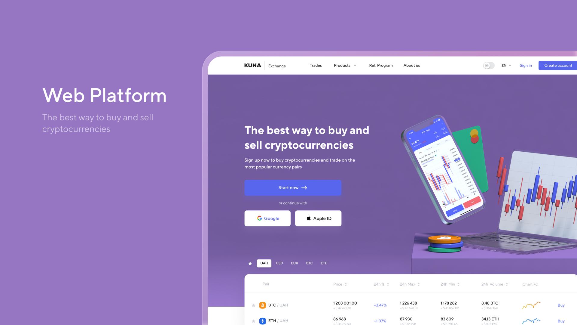 London Design Awards Winner - Kuna Crypto Exchange Platform