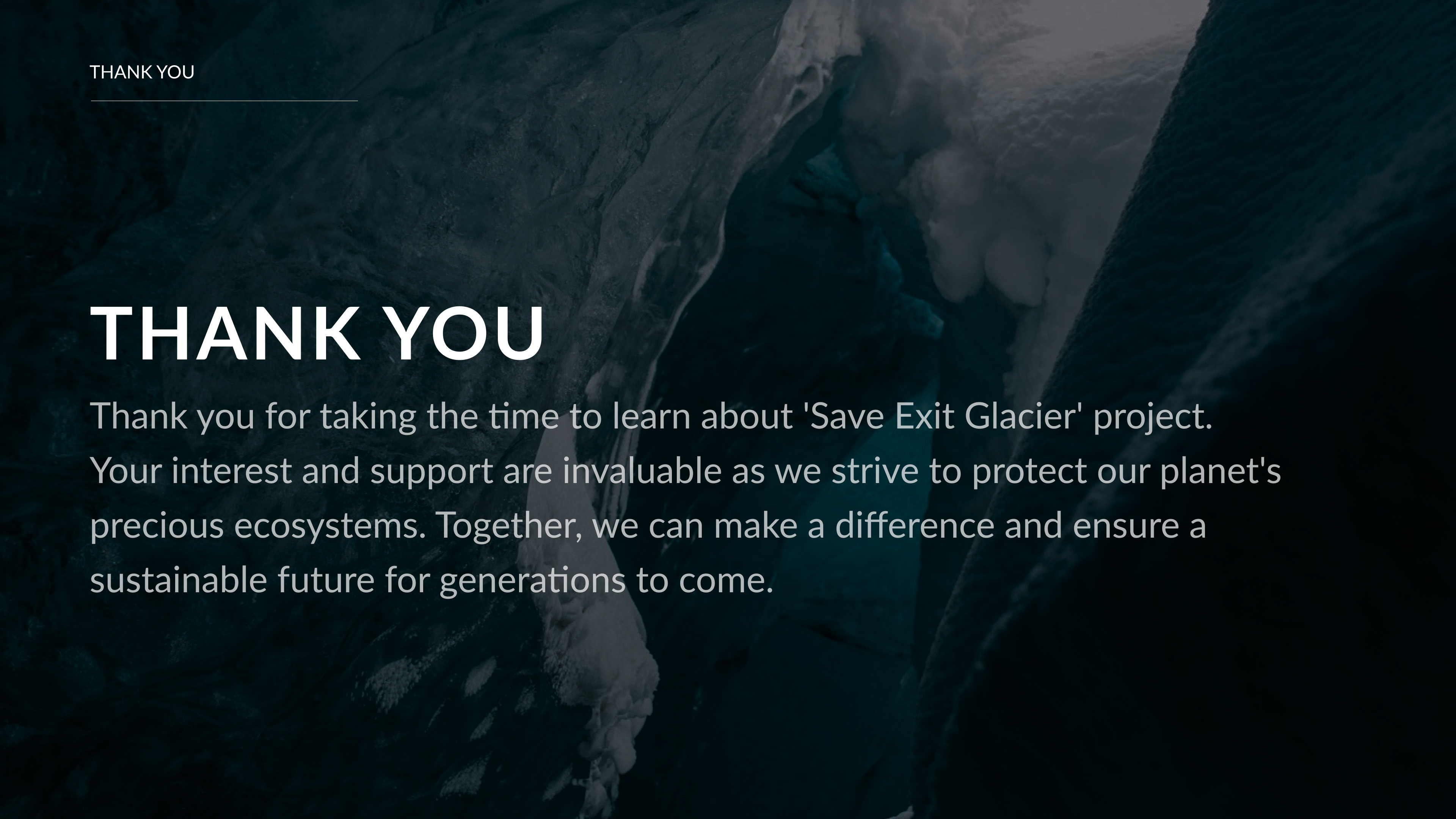 London Design Awards Winner - Save Exit Glacier