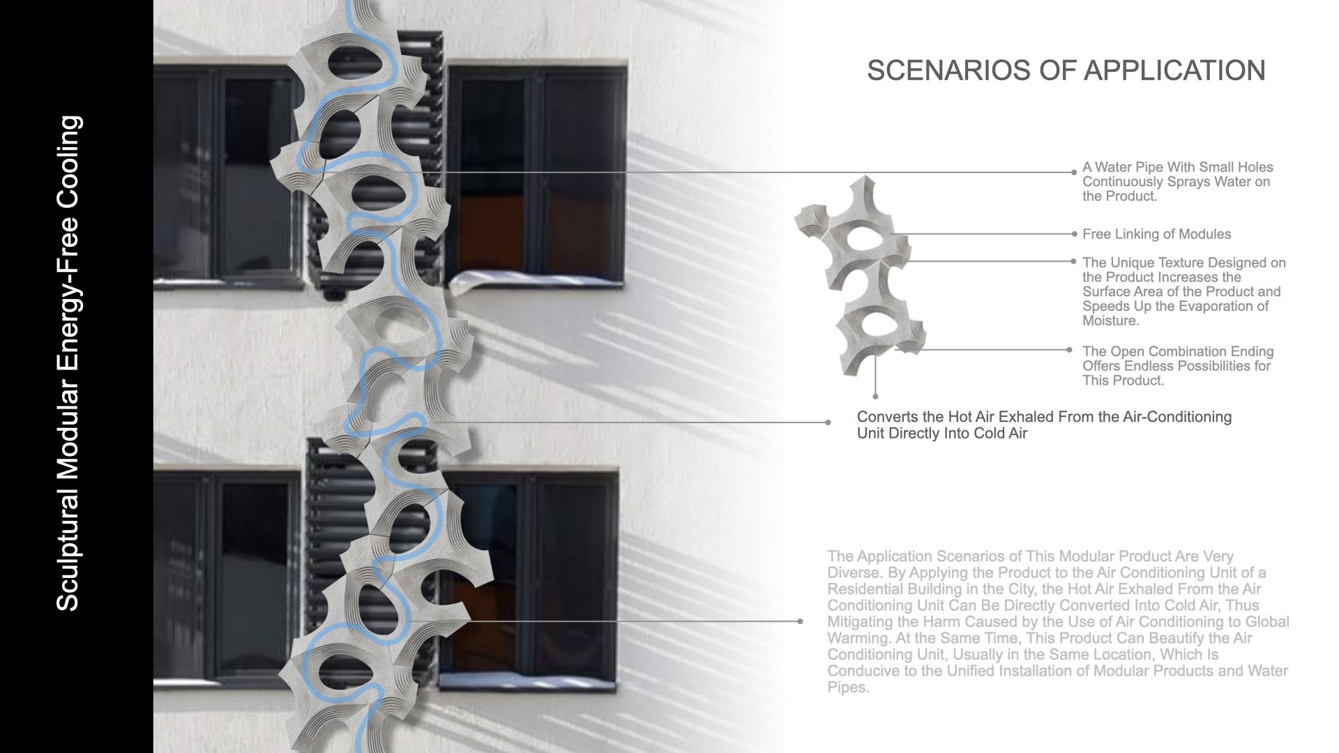 London Design Awards Winner - Sculptural modular energy free cooling