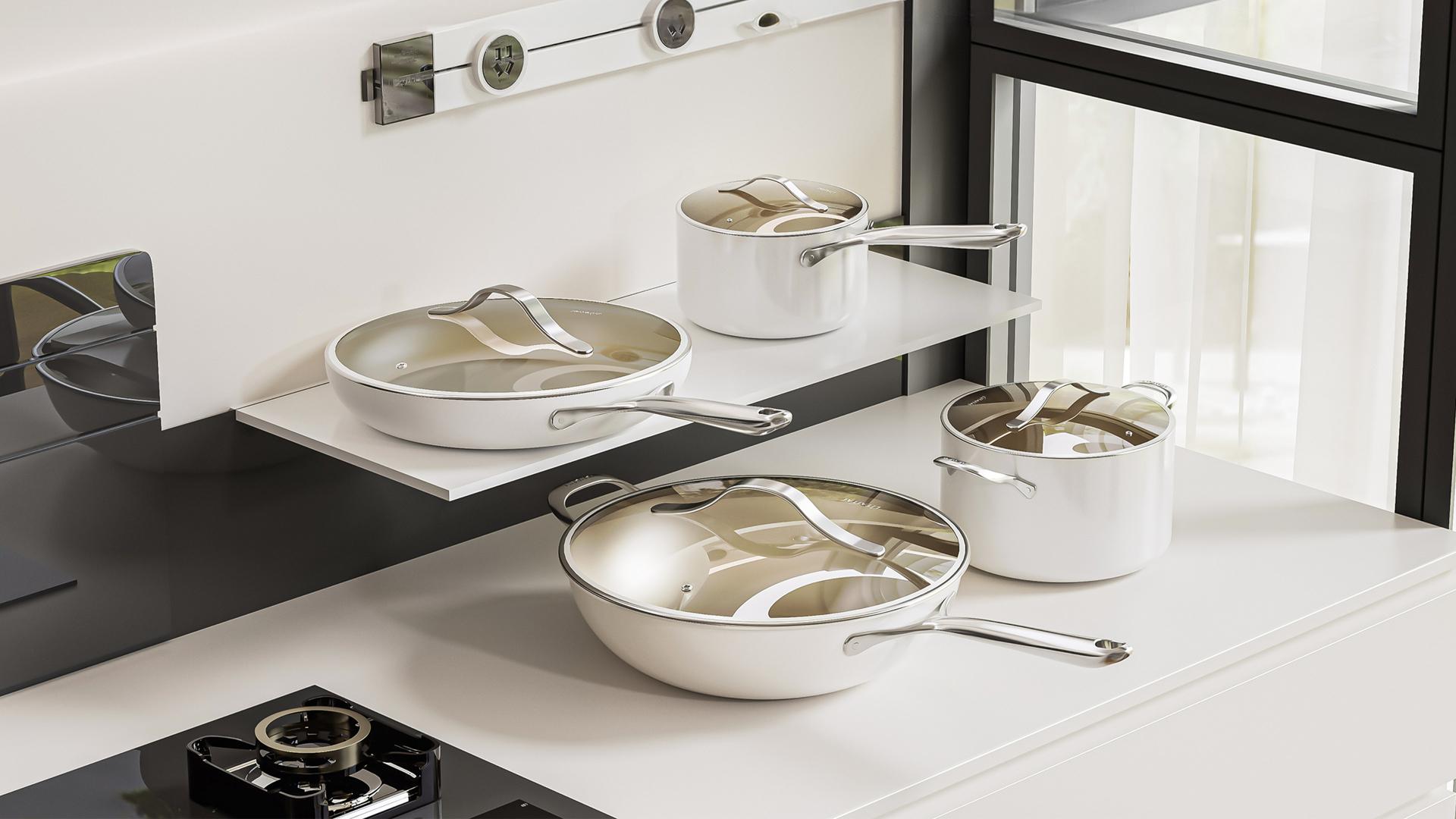 London Design Awards Winner - Ultra-light Antibacterial Titanium Non-stick Pan Set