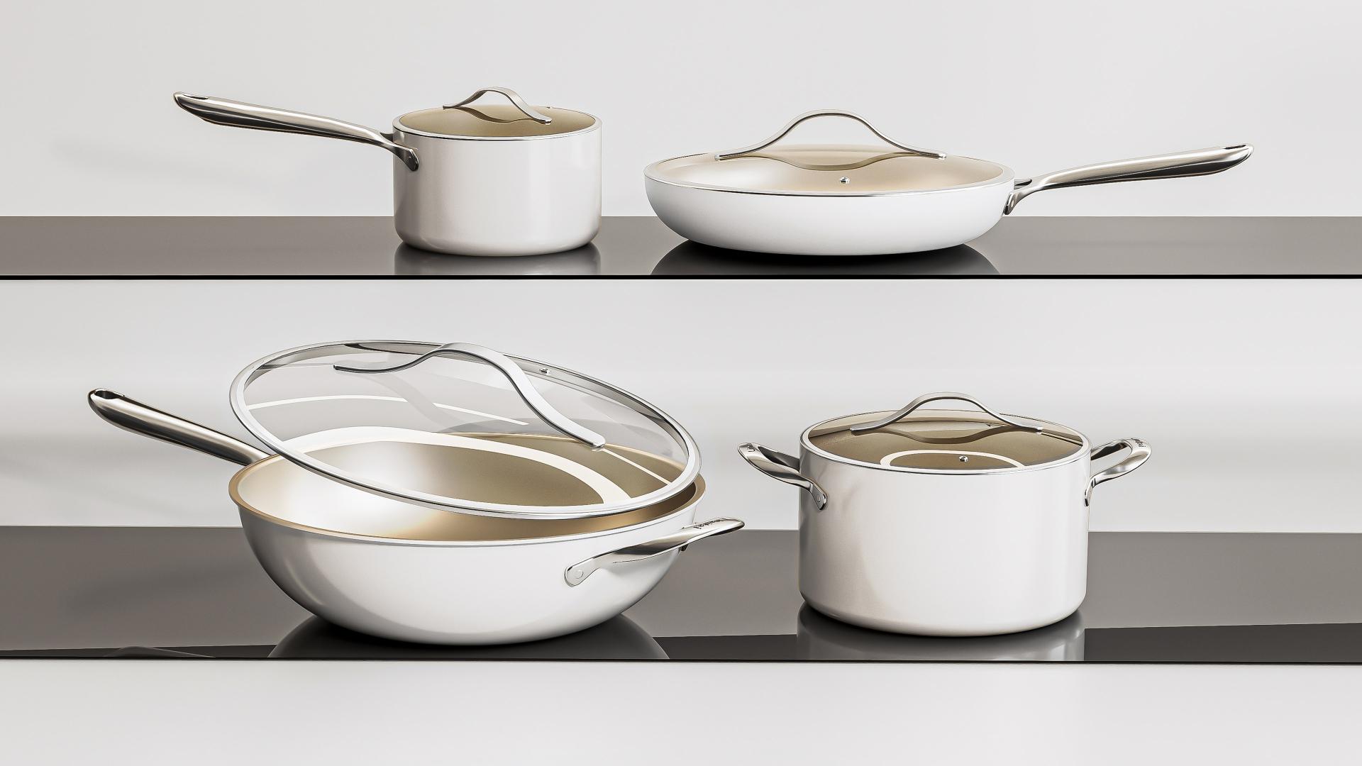 London Design Awards Winner - Ultra-light Antibacterial Titanium Non-stick Pan Set
