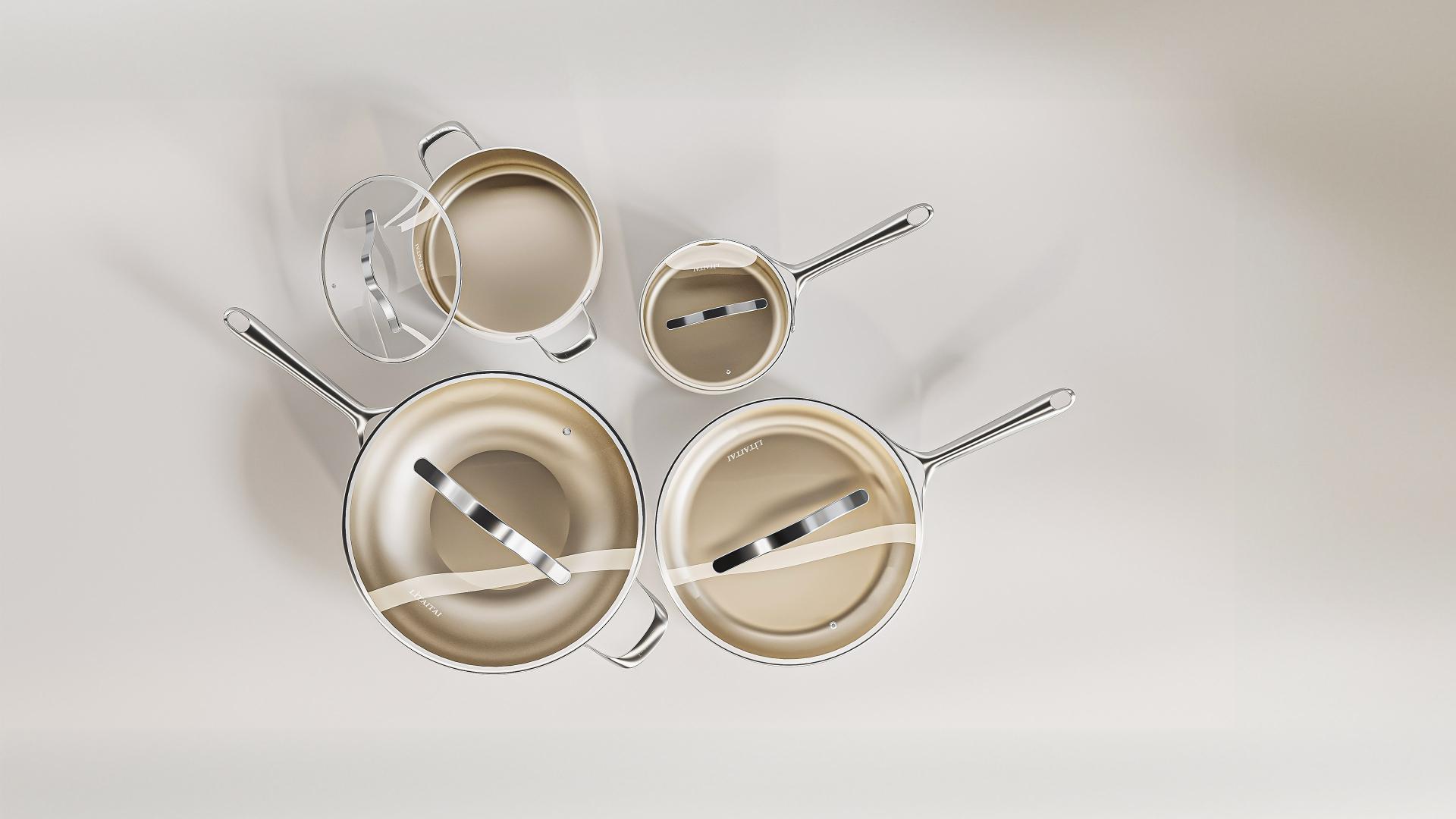 London Design Awards Winner - Ultra-light Antibacterial Titanium Non-stick Pan Set
