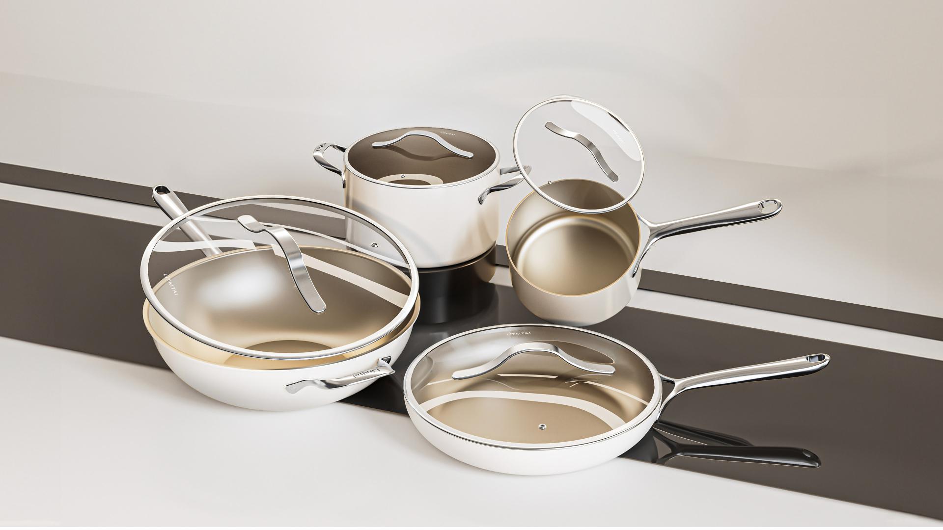 London Design Awards Winner - Ultra-light Antibacterial Titanium Non-stick Pan Set