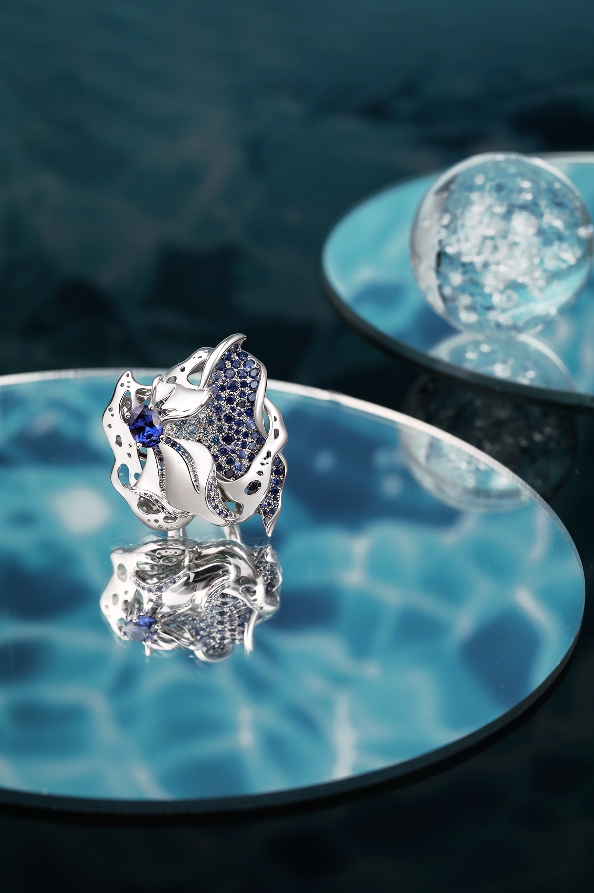 London Design Awards Winner - Foam Fin Fantasy Sapphire Ring