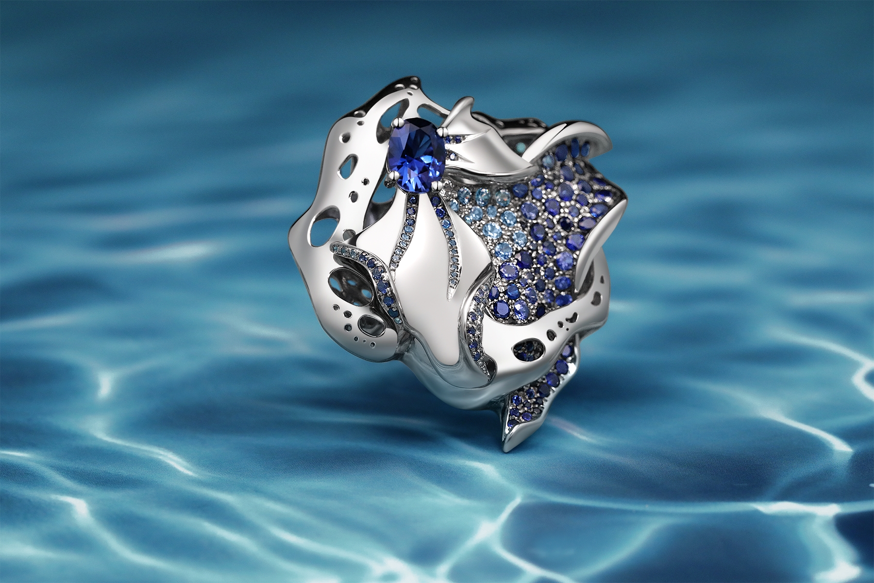 London Design Awards Winner - Foam Fin Fantasy Sapphire Ring