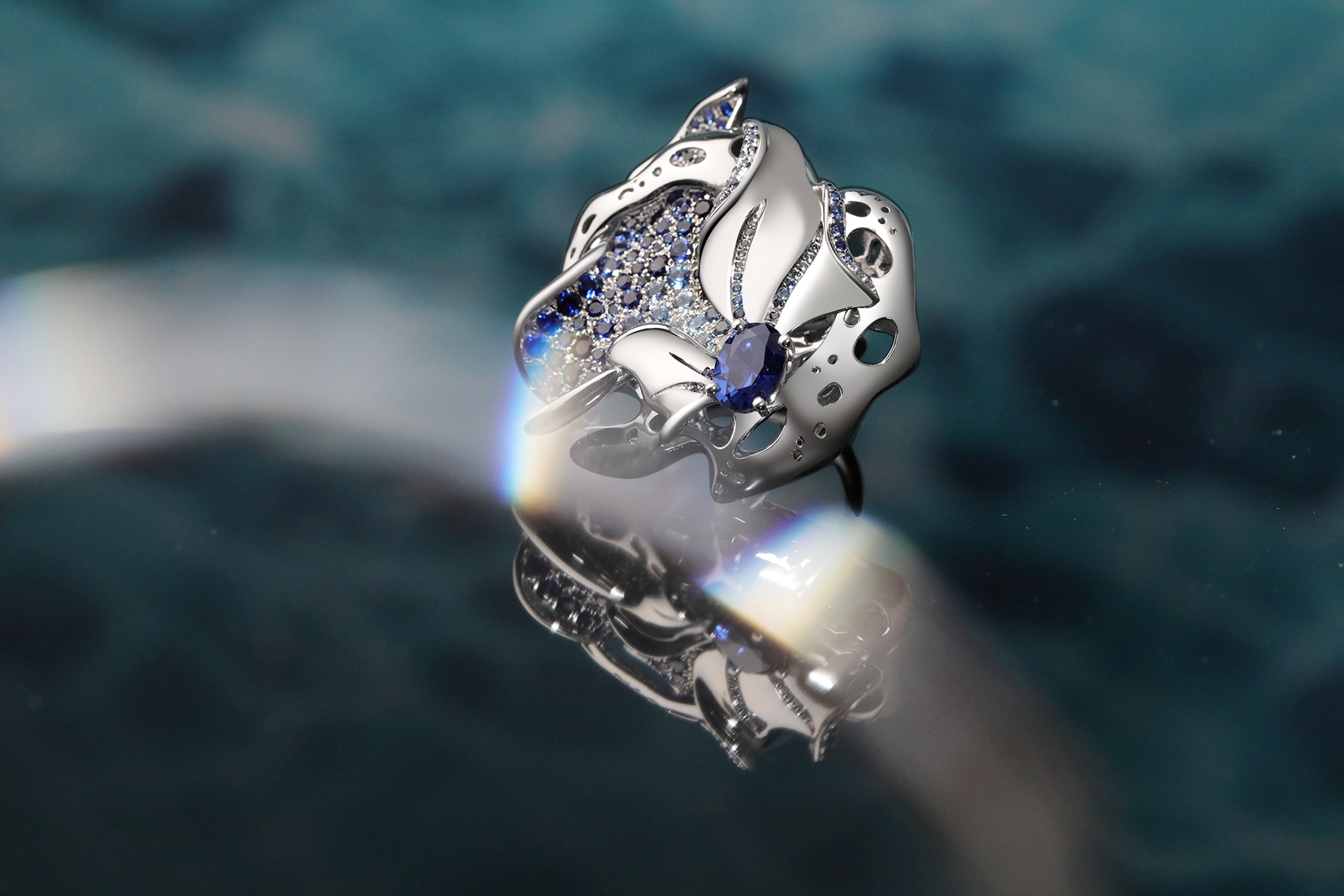 London Design Awards Winner - Foam Fin Fantasy Sapphire Ring