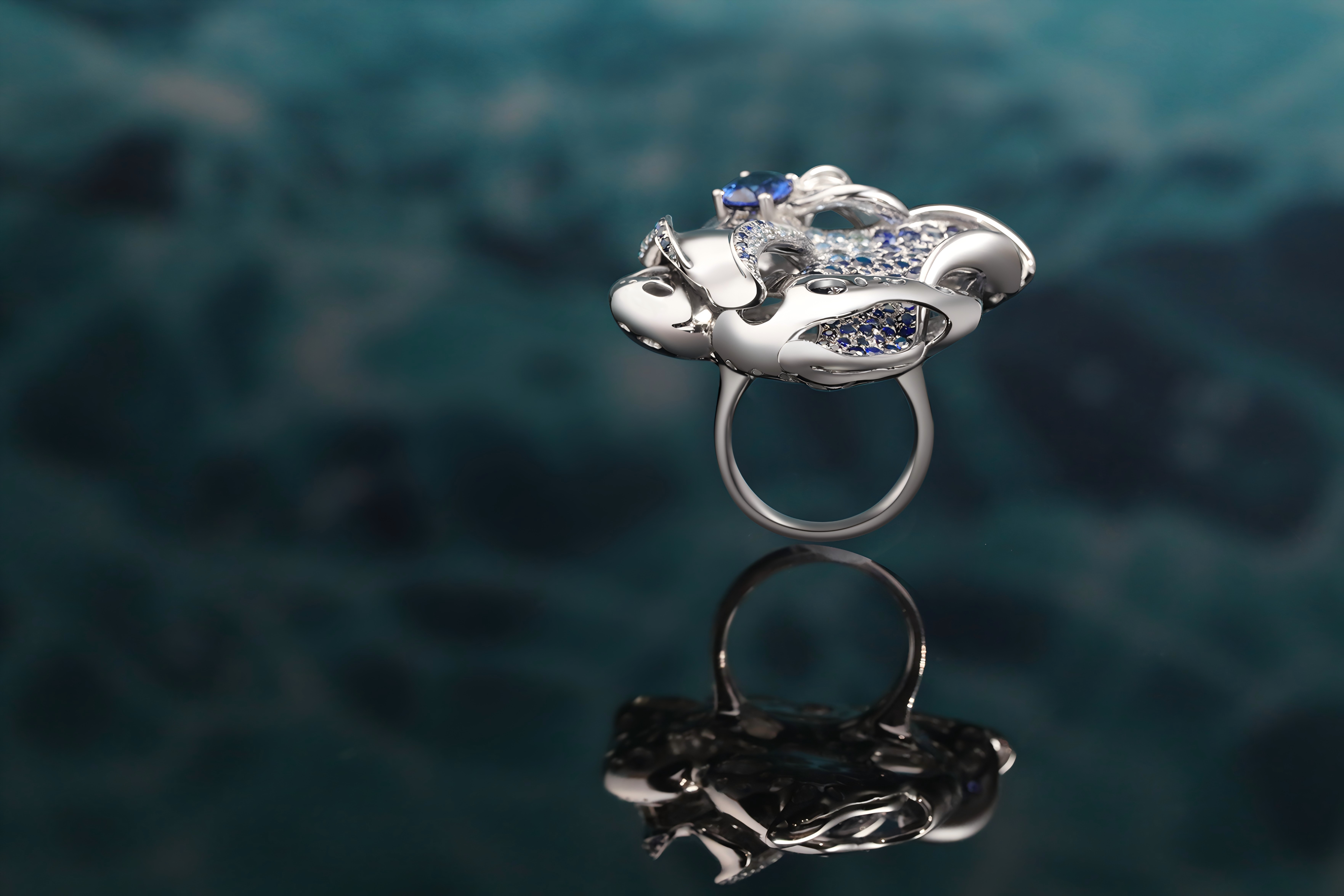 London Design Awards Winner - Foam Fin Fantasy Sapphire Ring