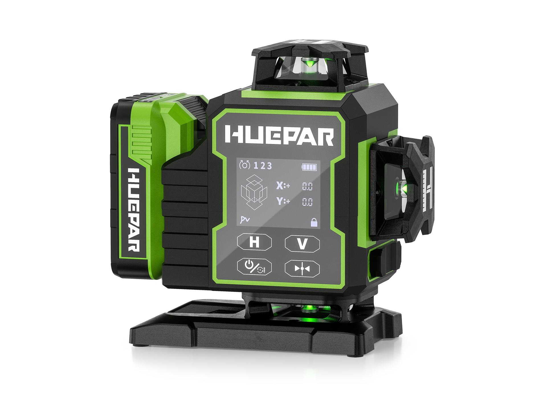 London Design Awards Winner - Huepar 4D Laser Level With Motorized Rotating Base Huepar