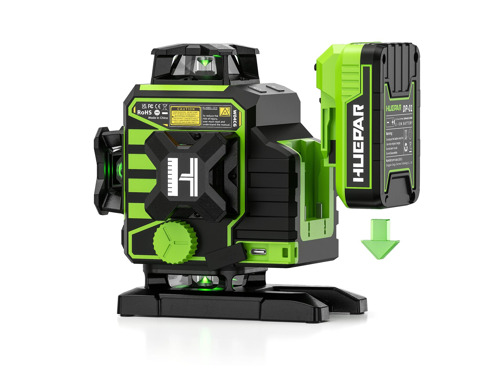 London Design Awards Winner - Huepar 4D Laser Level With Motorized Rotating Base Huepar