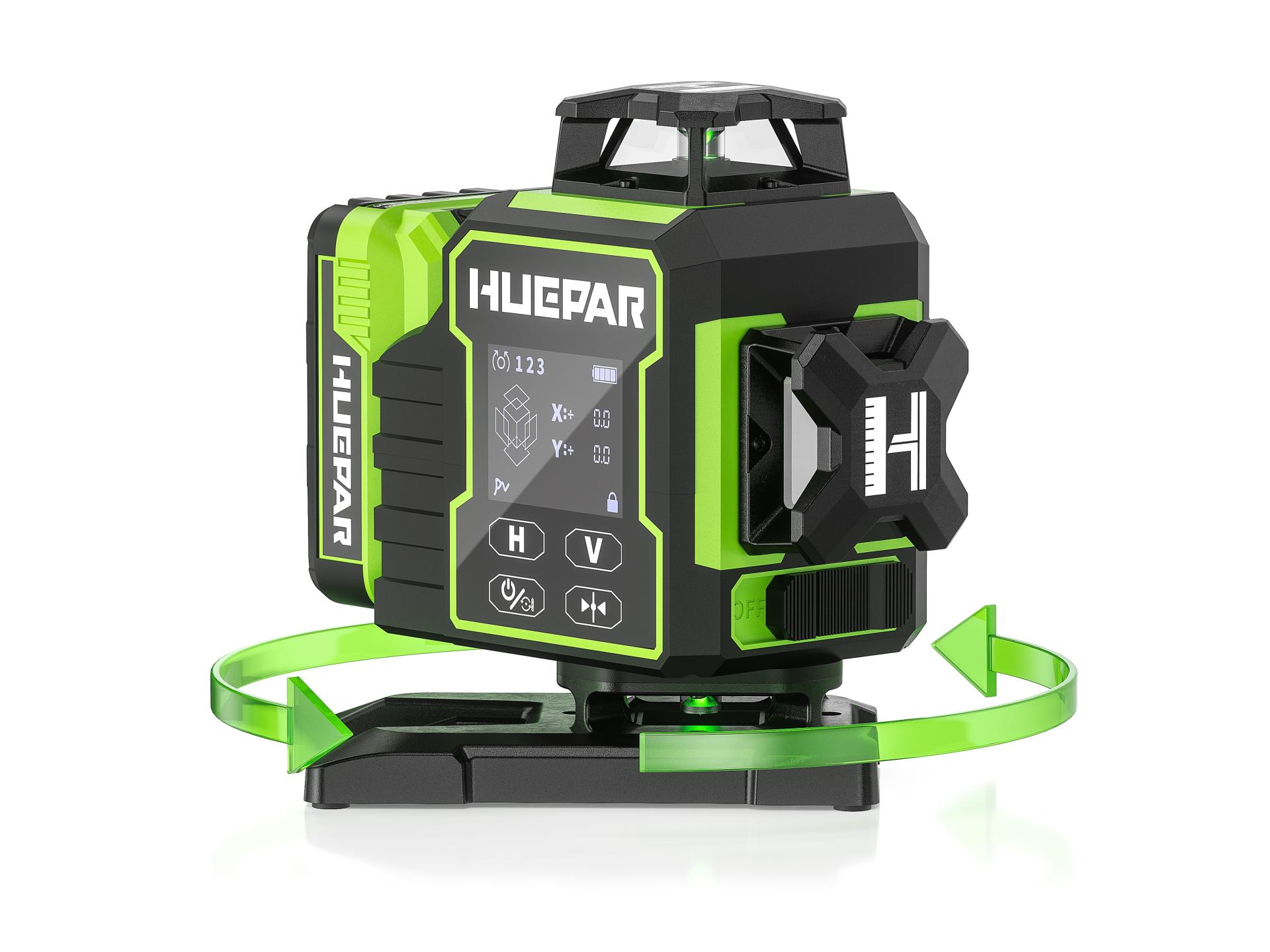 London Design Awards Winner - Huepar 4D Laser Level With Motorized Rotating Base Huepar