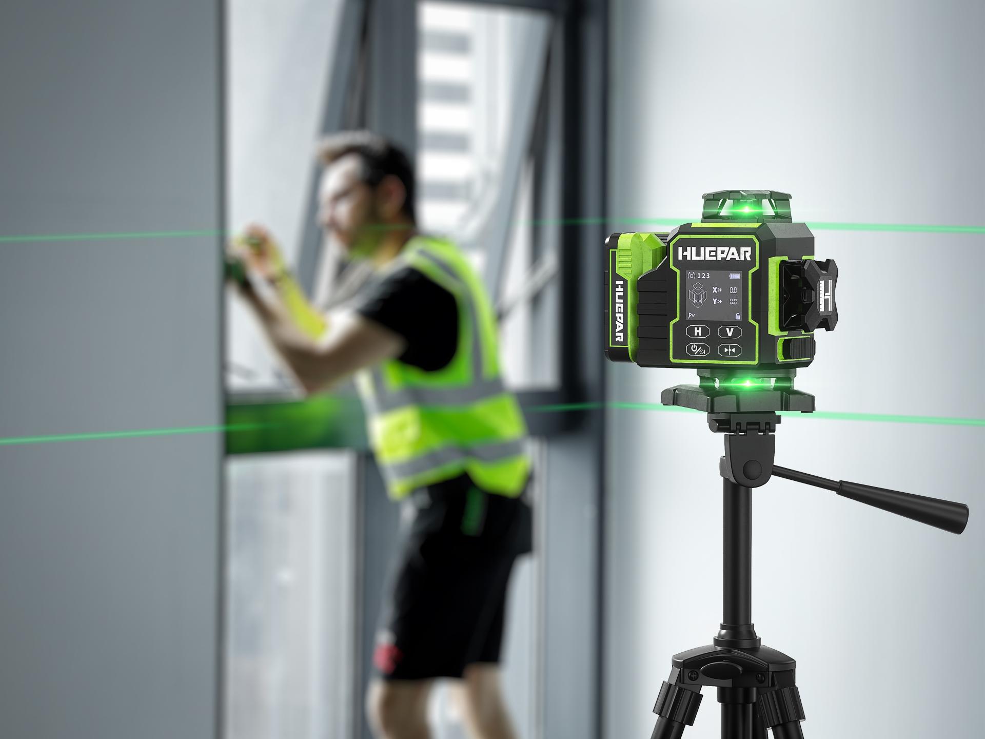 London Design Awards Winner - Huepar 4D Laser Level With Motorized Rotating Base Huepar