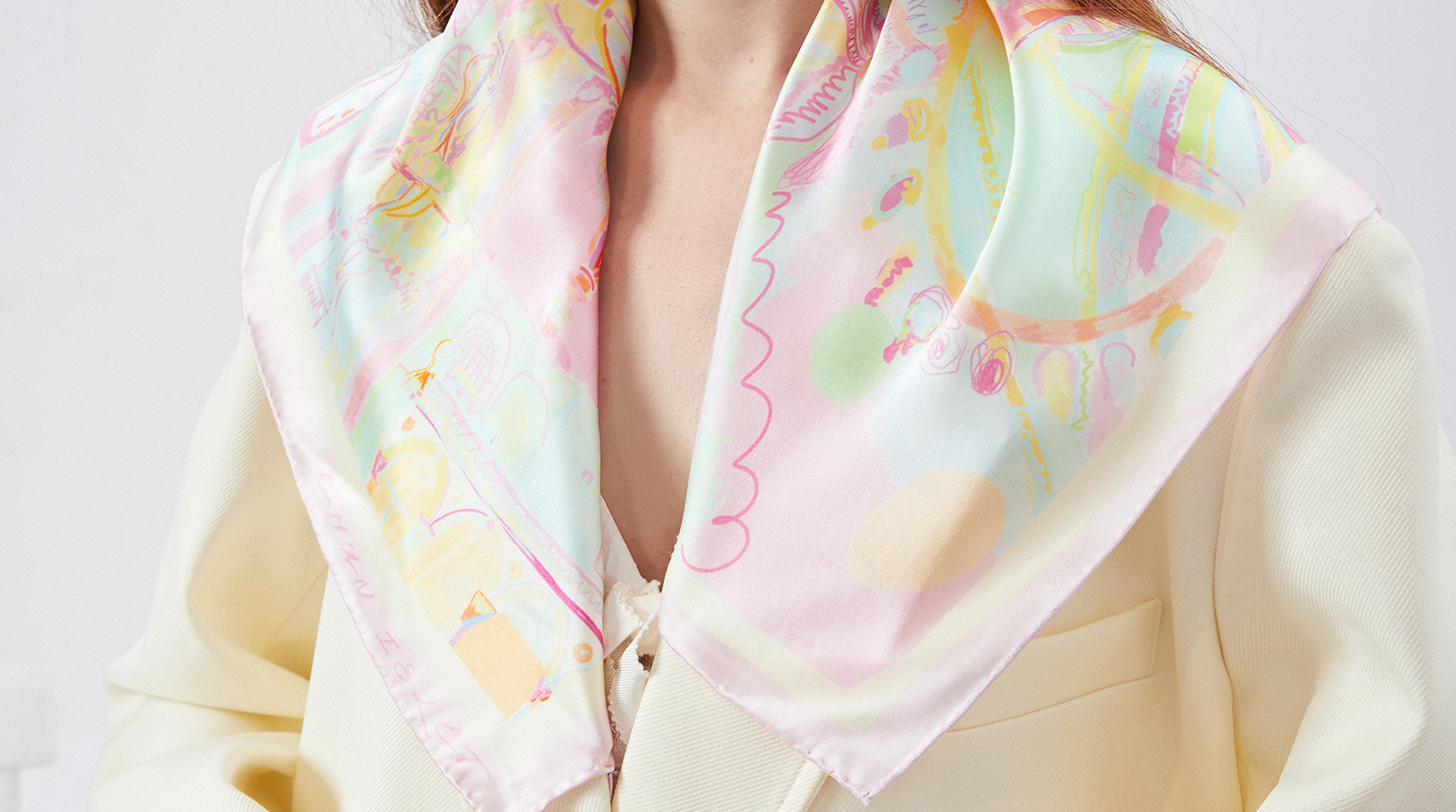 London Design Awards Winner - Pink Dreamland Series Silk Scarf Design