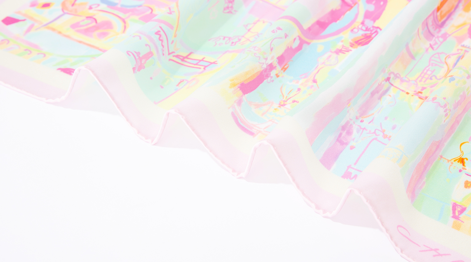 London Design Awards Winner - Pink Dreamland Series Silk Scarf Design