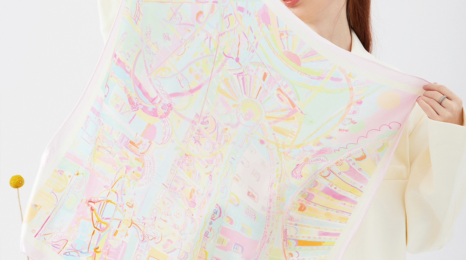 London Design Awards Winner - Pink Dreamland Series Silk Scarf Design