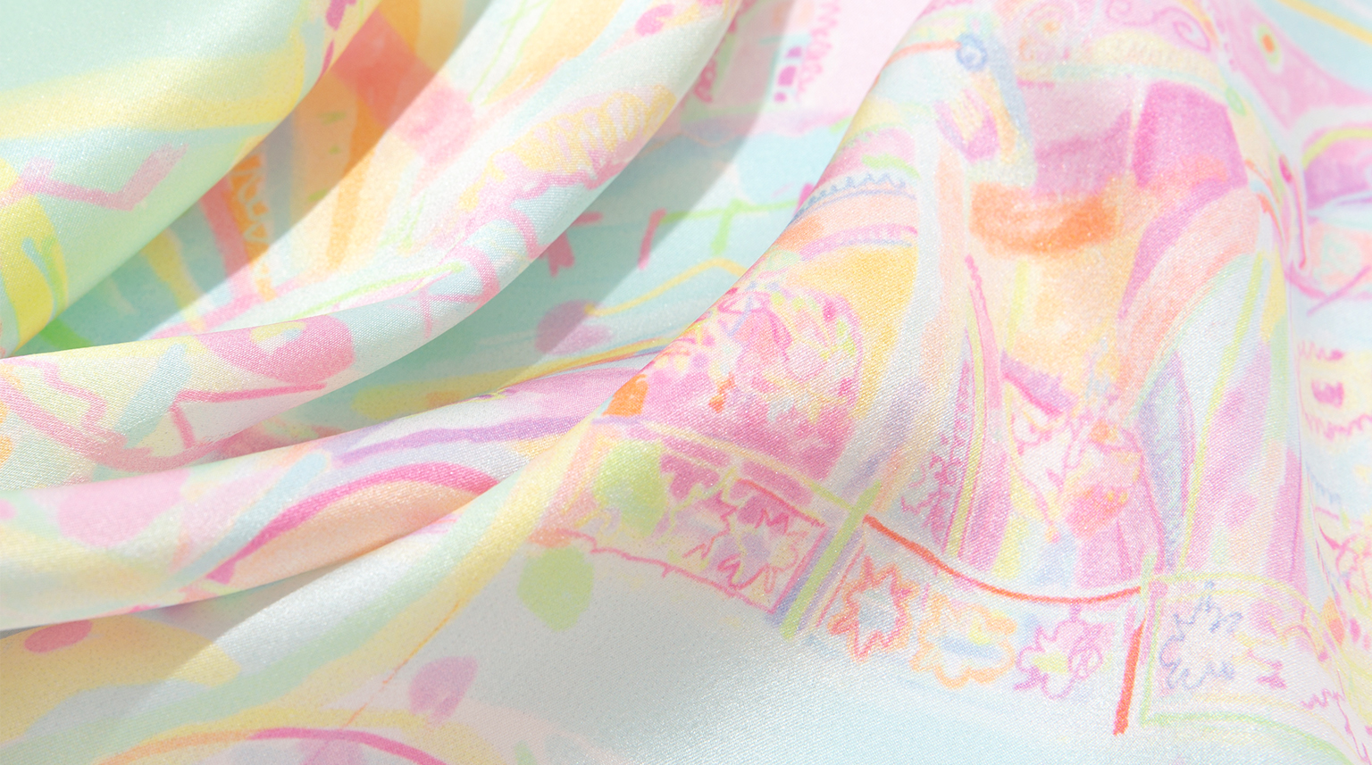 London Design Awards Winner - Pink Dreamland Series Silk Scarf Design