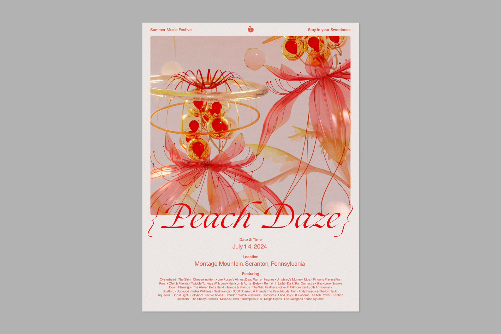 London Design Awards Winner - Peach Daze Music Festival Poster Design