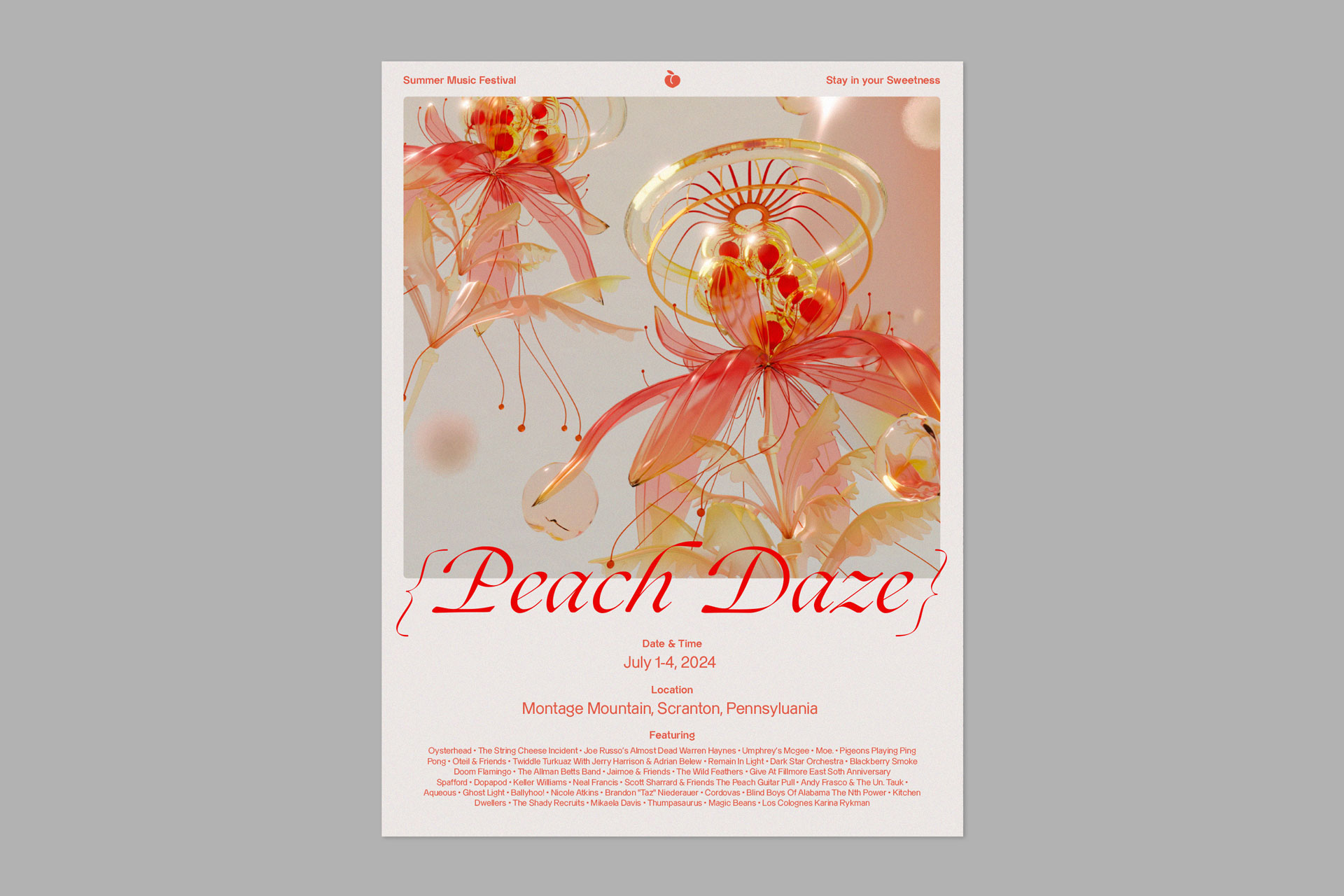 London Design Awards Winner - Peach Daze Music Festival Poster Design