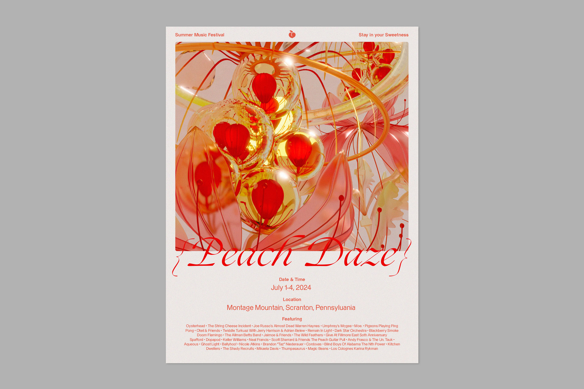 London Design Awards Winner - Peach Daze Music Festival Poster Design