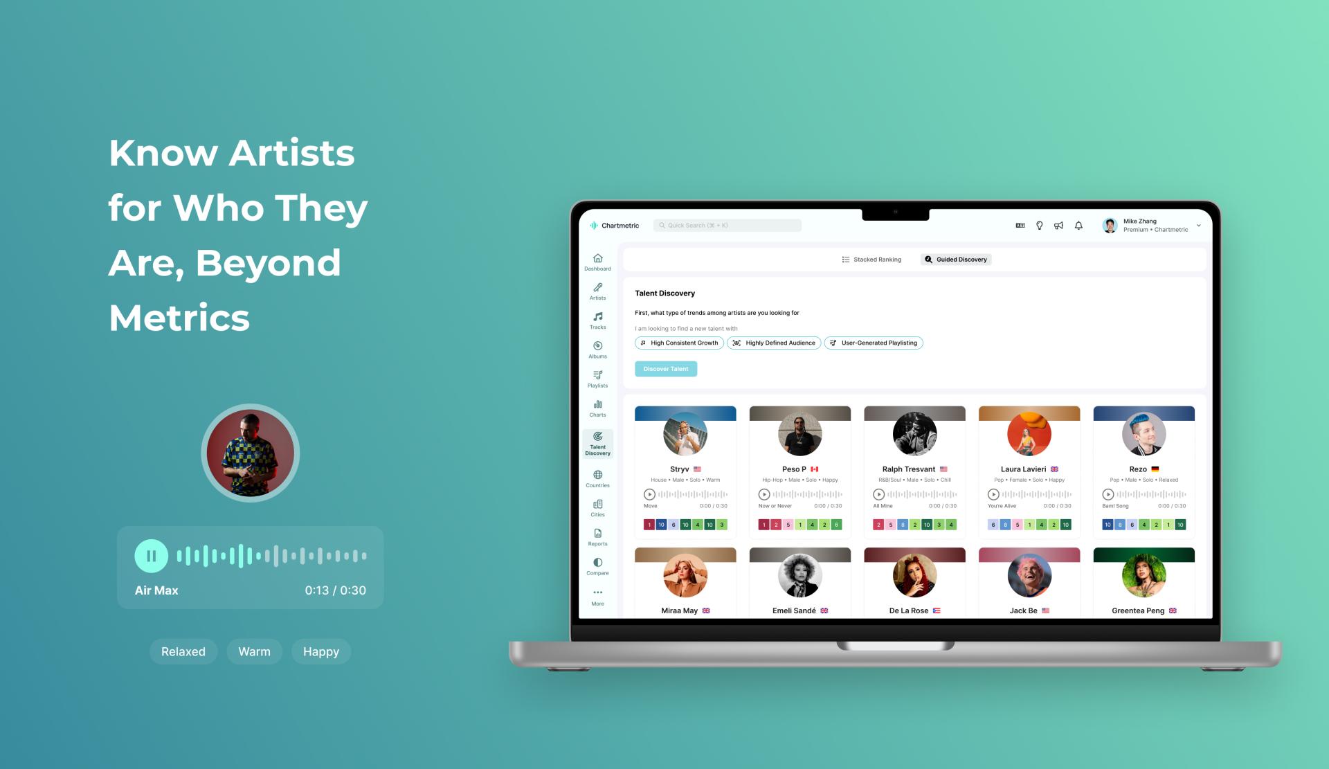 London Design Awards Winner - The Future of A&R: Chartmetric’s Talent Search Tool