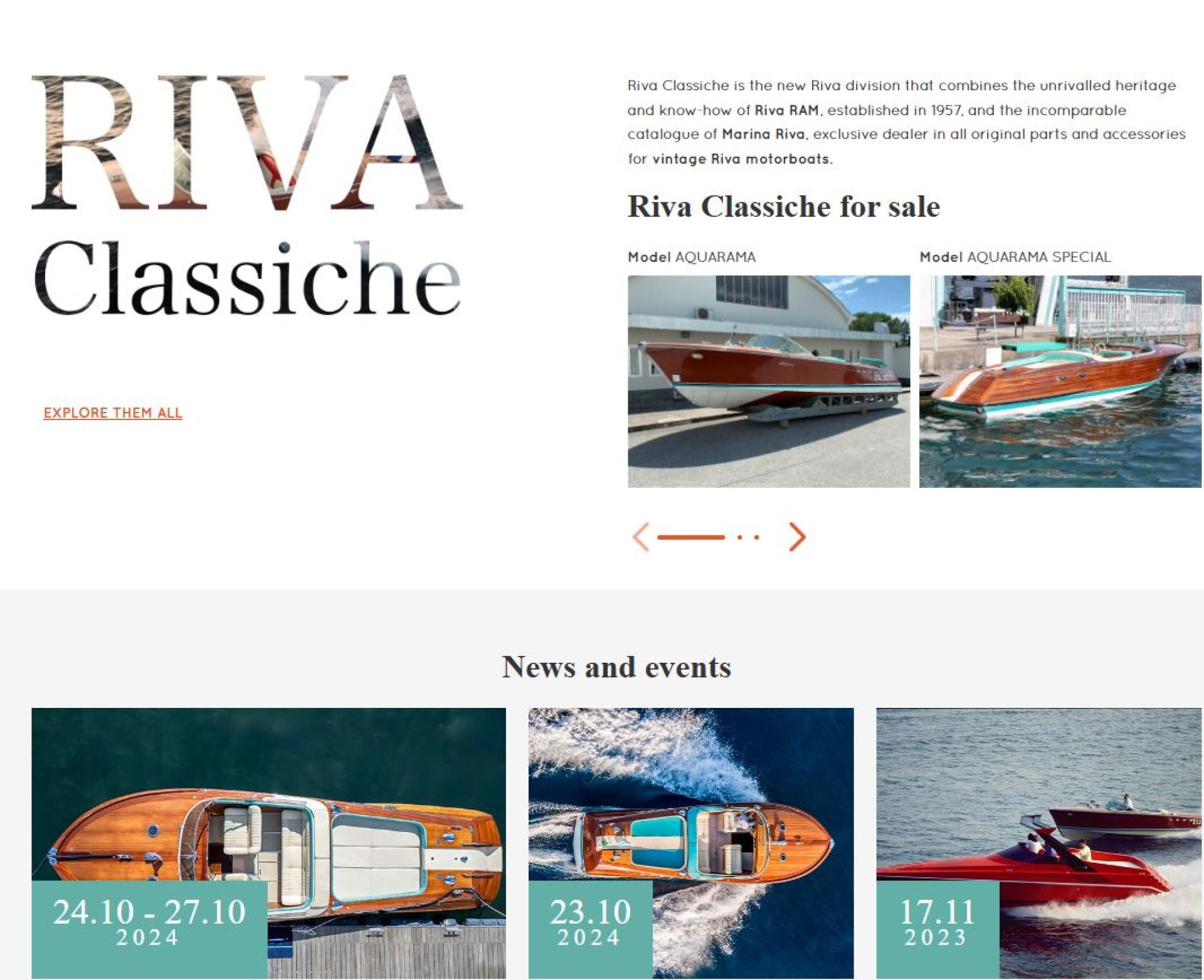 London Design Awards Winner - Riva Classiche Website