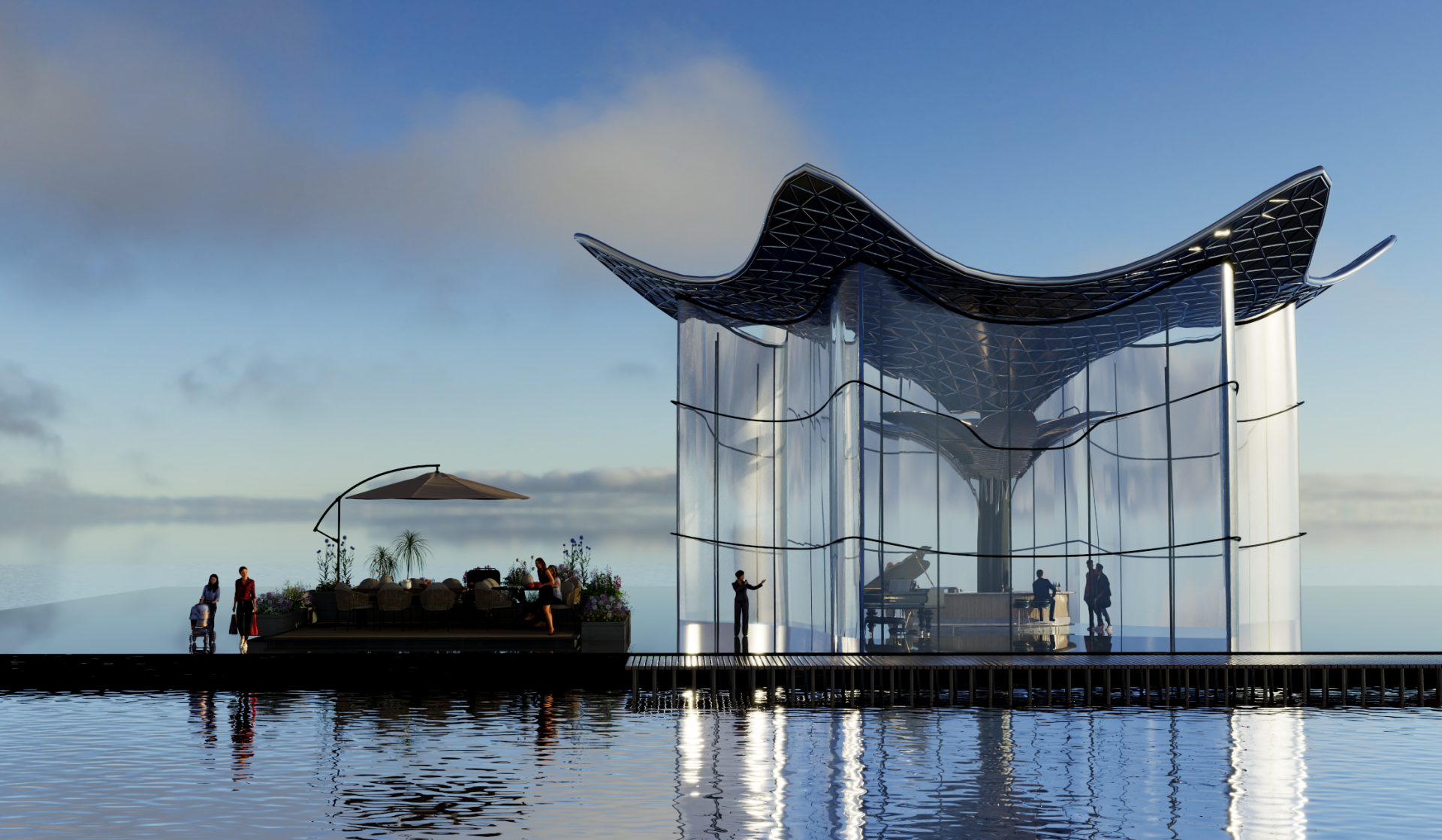 London Design Awards Winner - Lakewave Solar Canopy