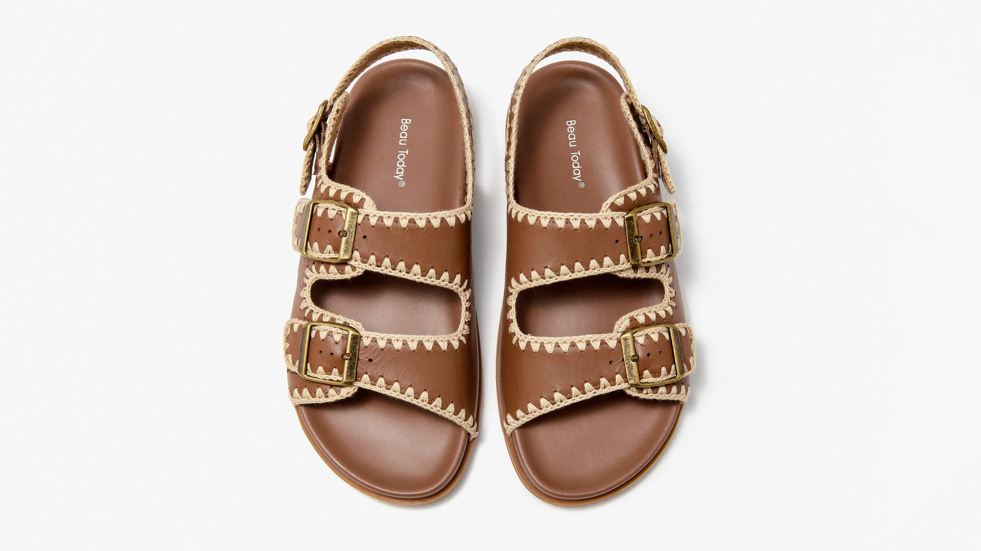 London Design Awards Winner - BeauToday Palm Glow Woven Roman Sandals