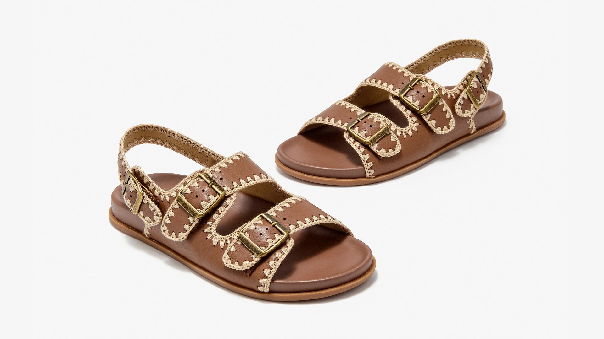 London Design Awards Winner - BeauToday Palm Glow Woven Roman Sandals