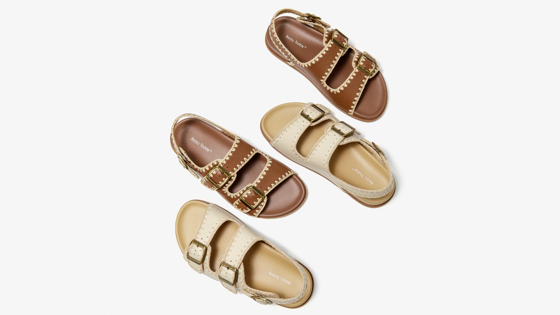 London Design Awards Winner - BeauToday Palm Glow Woven Roman Sandals