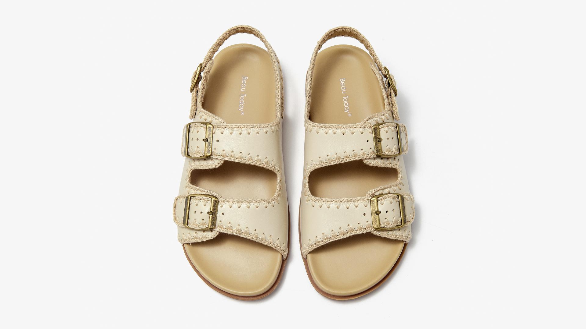London Design Awards Winner - BeauToday Palm Glow Woven Roman Sandals
