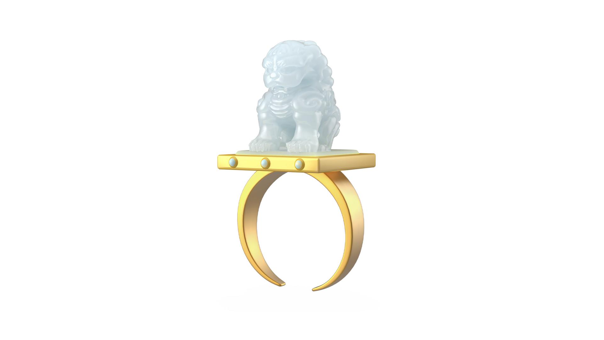 London Design Awards Winner - The Exquisite Jade Lion Ring