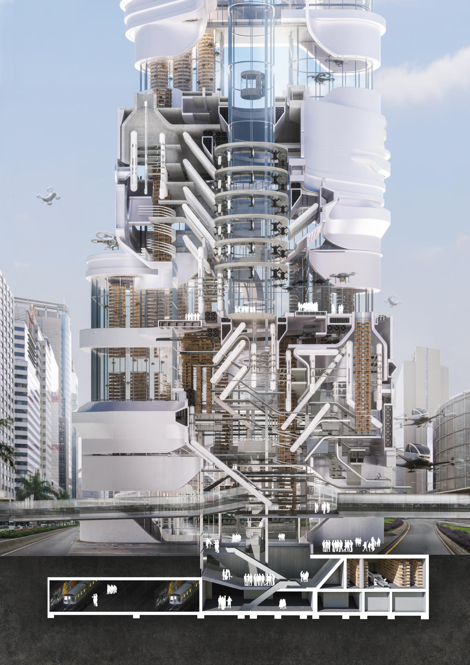 London Design Awards Winner - Hive Mind - Hong Kong Drone Port 2040