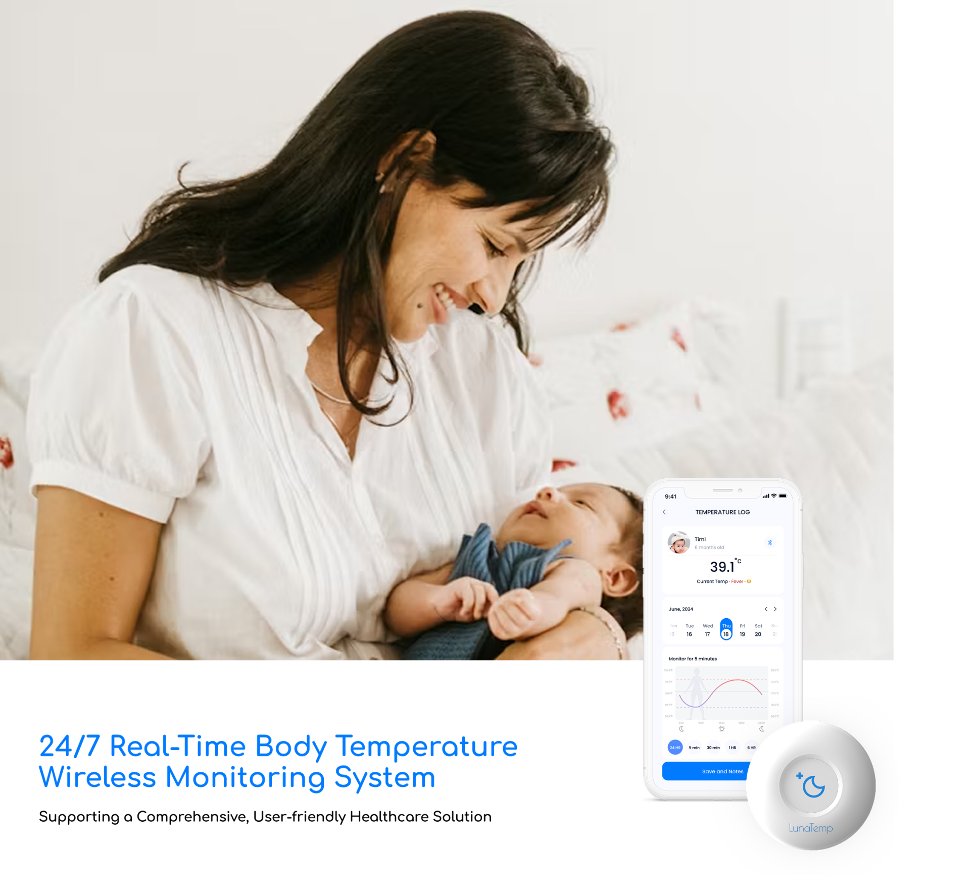 London Design Awards Winner - LunaTemp – Smart Wearable Thermometer for Babies