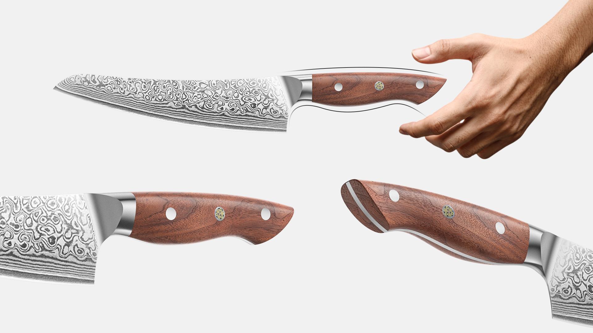 London Design Awards Winner - Freya Black Walnut Handle Damascus Knife
