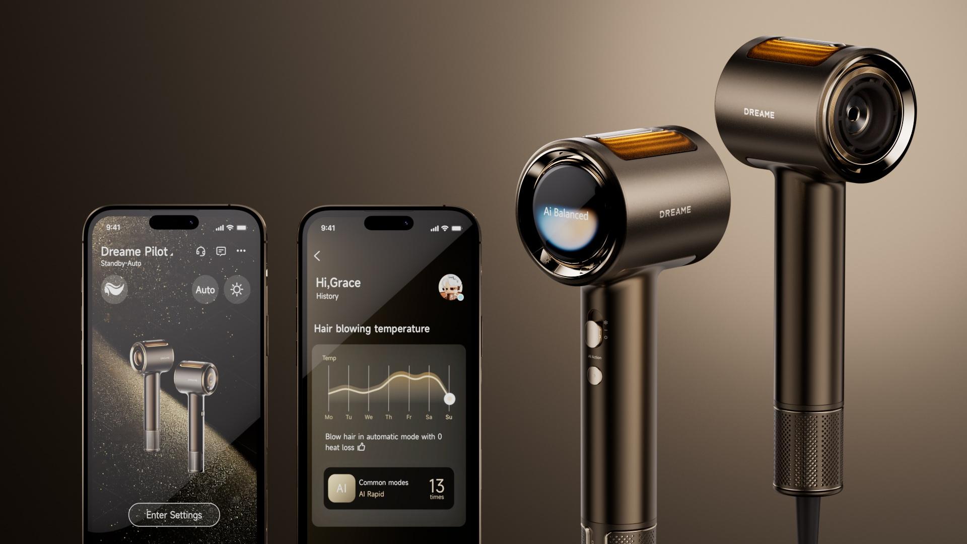 London Design Awards Winner - Dreame Pilot Smart AI Hair Dryer App