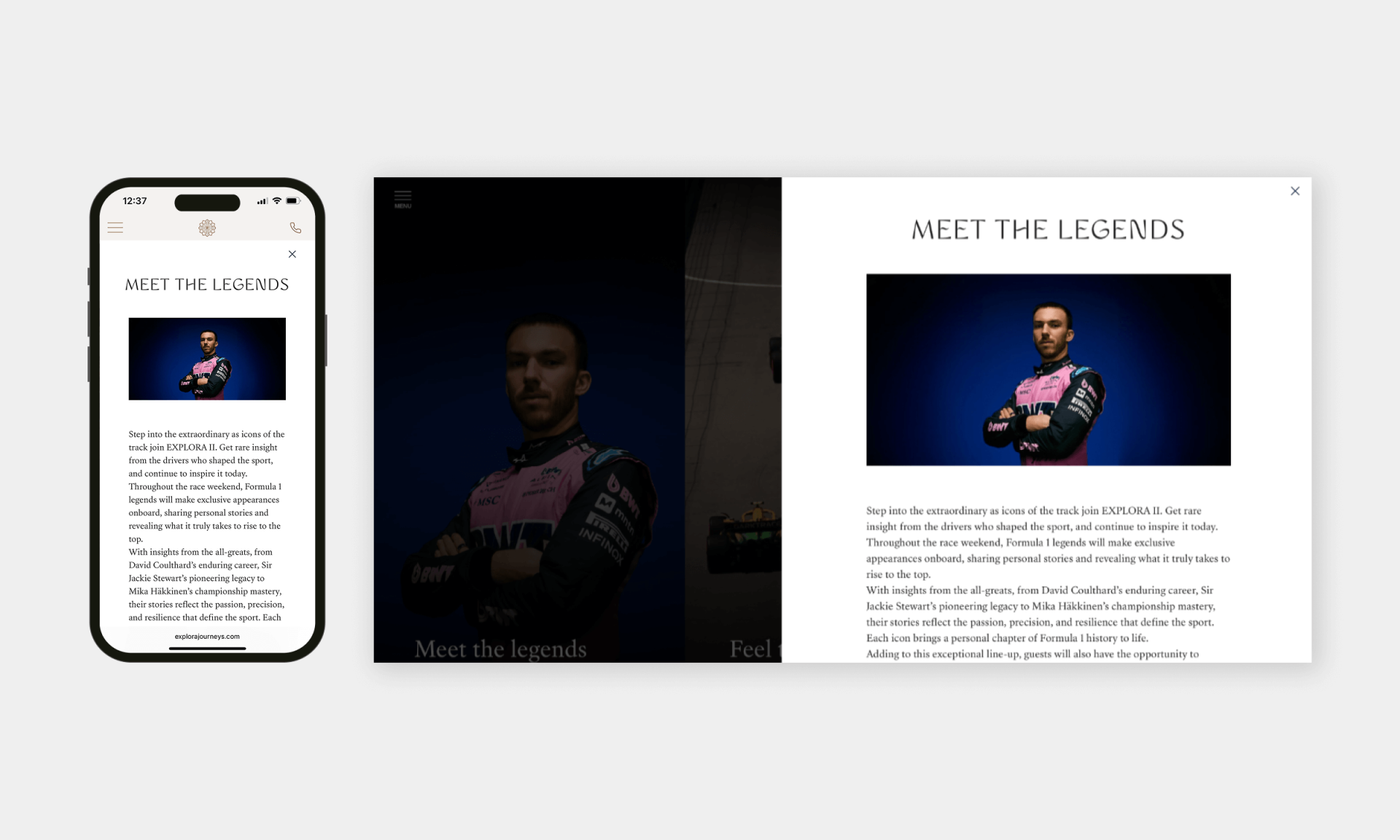 London Design Awards Winner - Explora Journeys: F1 Monaco Grand Prix 2025 Landing Page