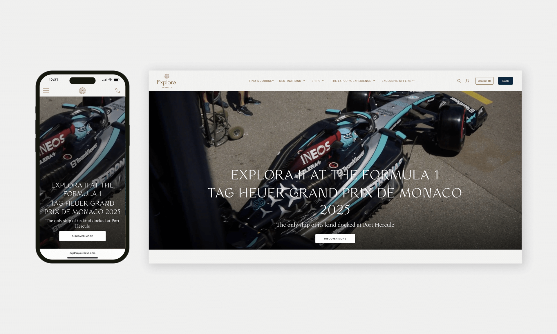 London Design Awards Winner - Explora Journeys: F1 Monaco Grand Prix 2025 Landing Page
