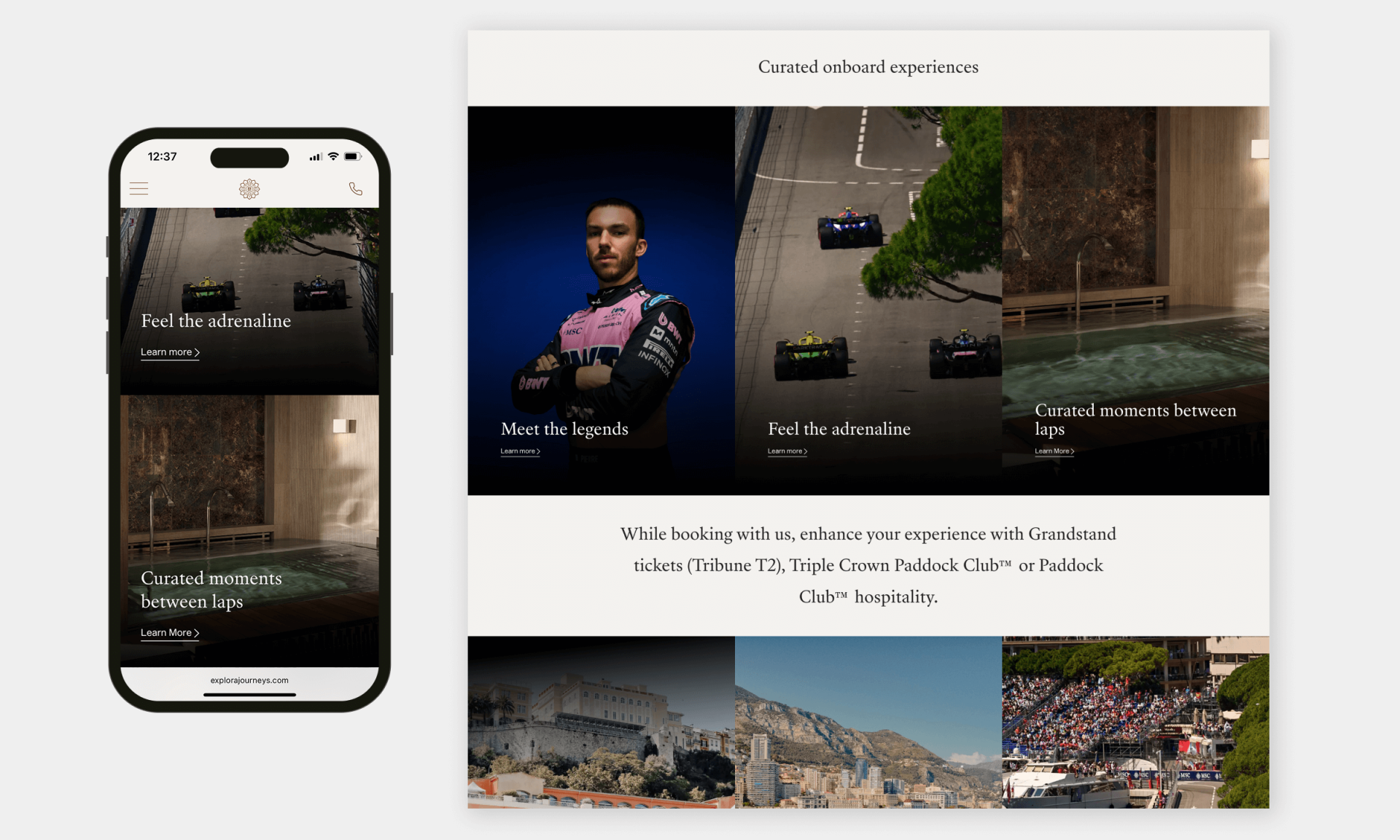 London Design Awards Winner - Explora Journeys: F1 Monaco Grand Prix 2025 Landing Page