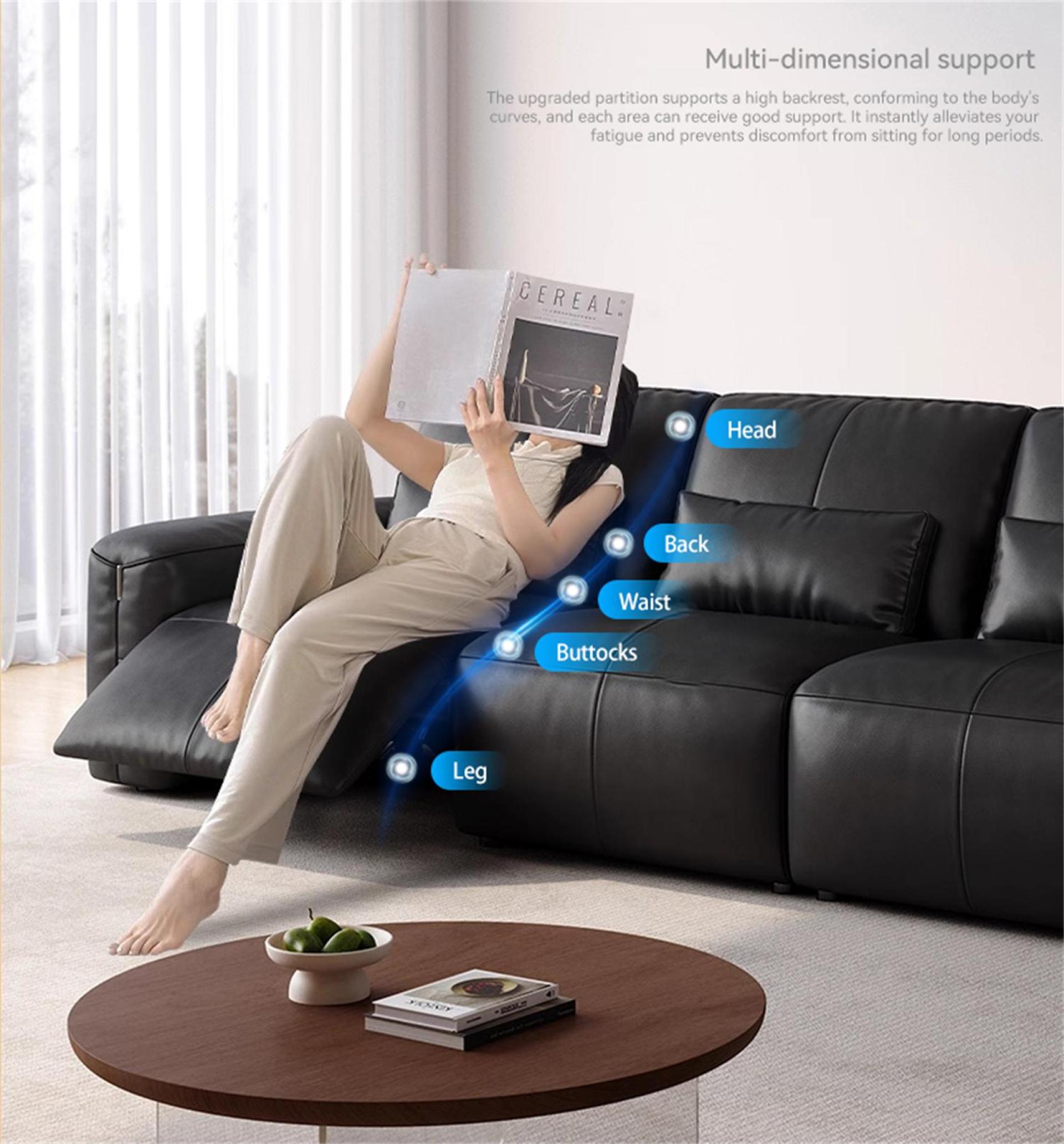 London Design Awards Winner - MENGTINGMEI Black Knight Electric Leather Sofa