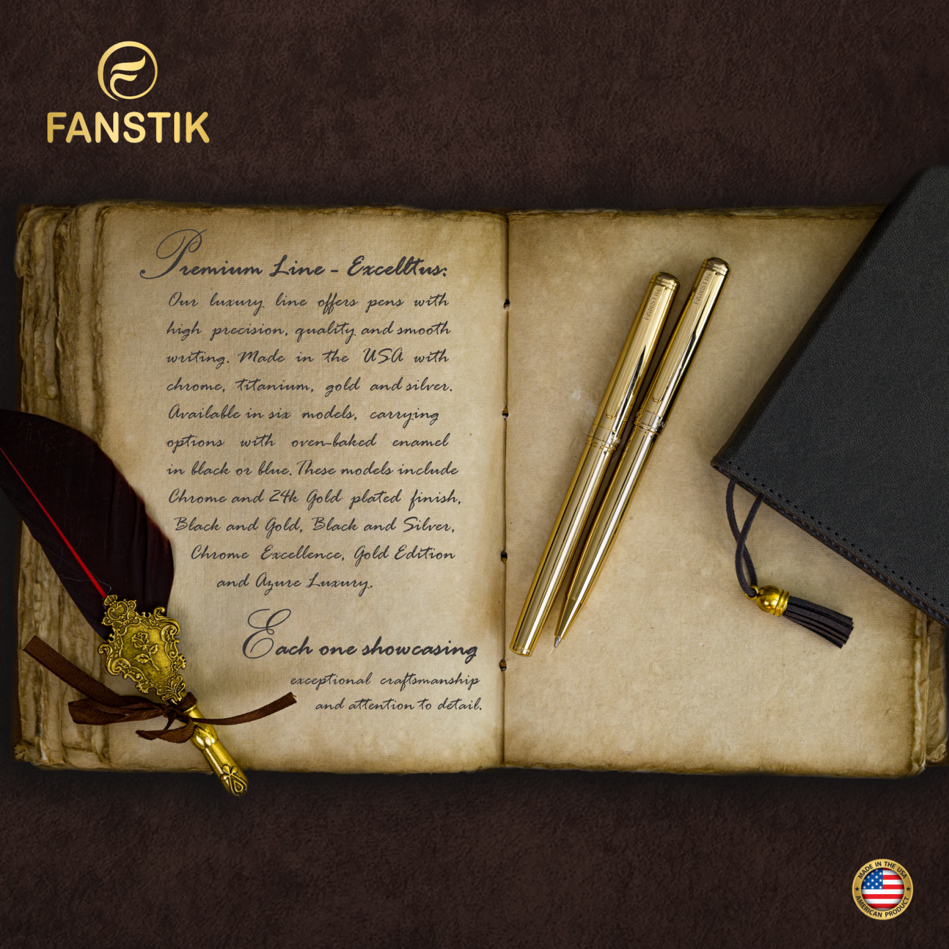 London Design Awards Winner - Luxury Gold  RollerBall Pen Fanstik Excelltus Line