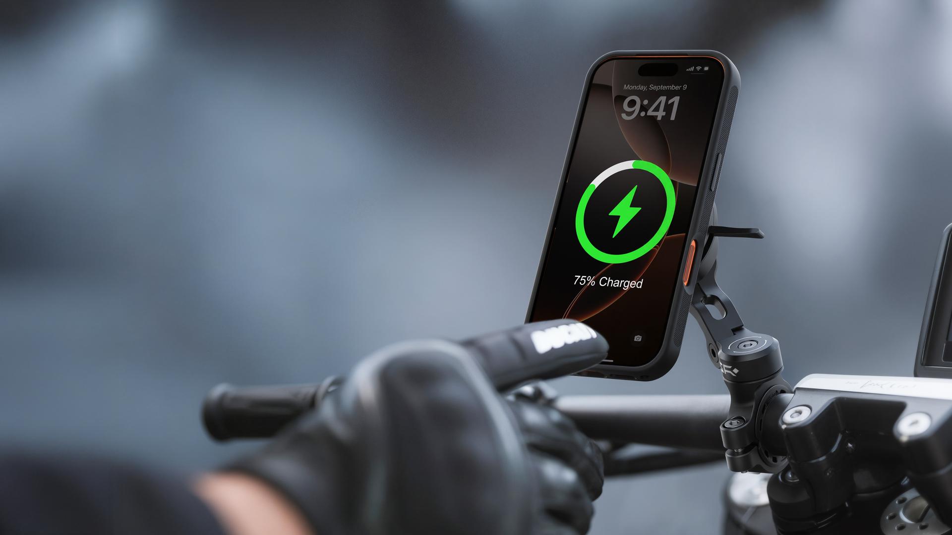 London Design Awards Winner - Motorcycle Magnetic Wireless Charging Phone Mount