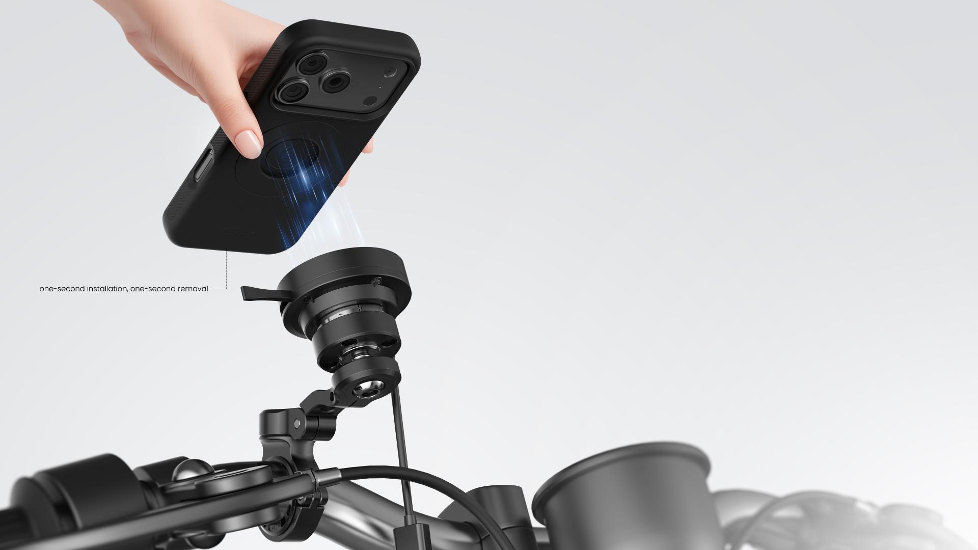 London Design Awards Winner - Motorcycle Magnetic Wireless Charging Phone Mount
