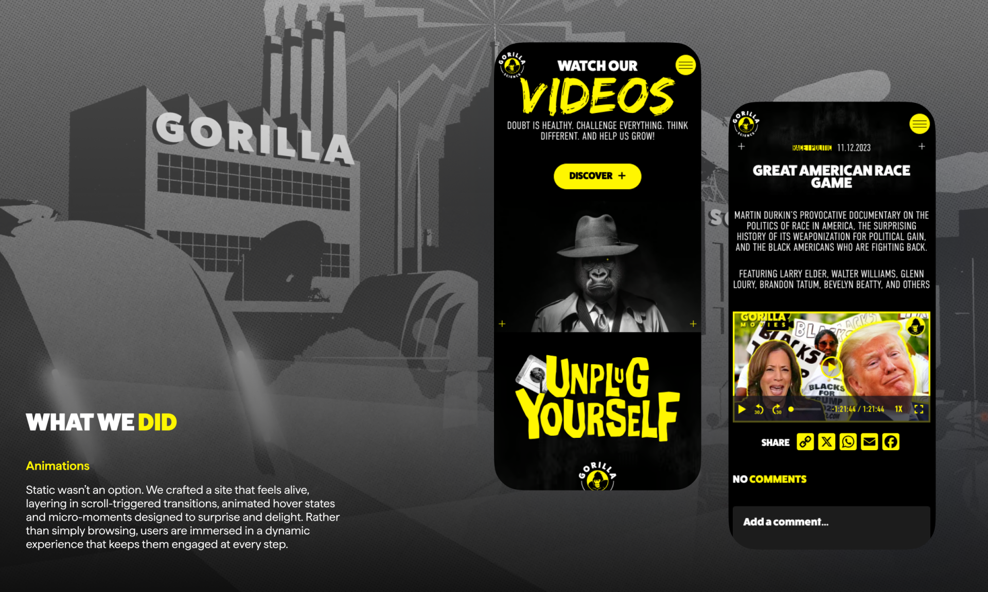 London Design Awards Winner - Gorilla Science by Metroville Media Website