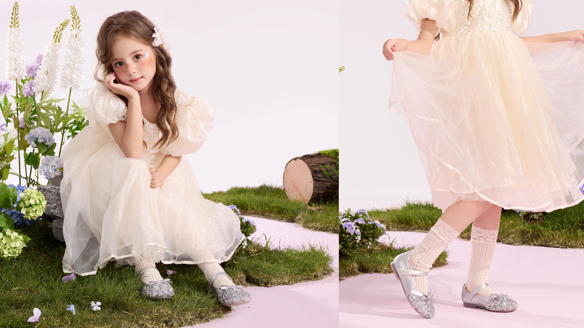 London Design Awards Winner - Children’s Crystal Leather Shoes with Bow