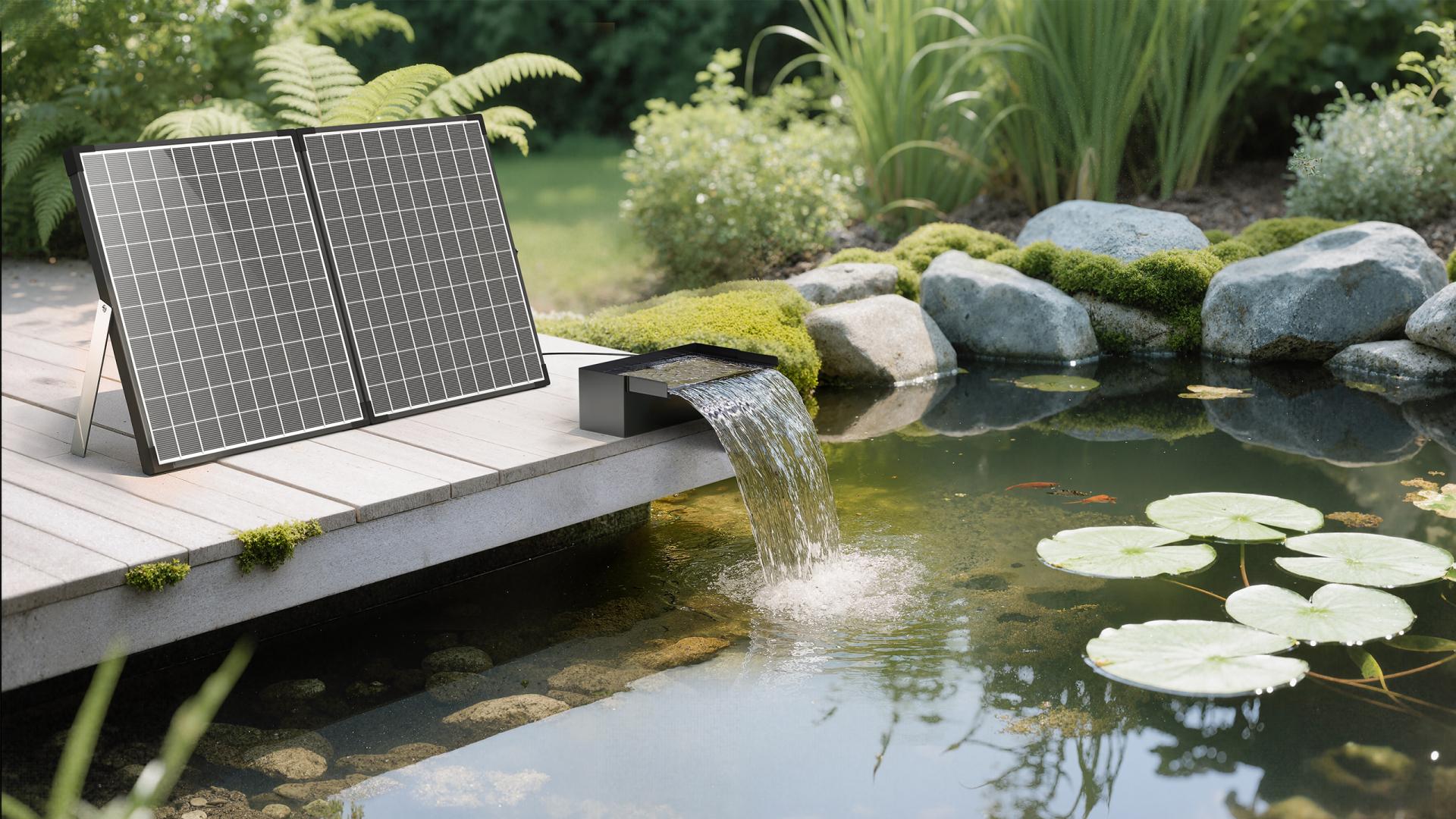 London Design Awards Winner - 55W Solar Stainless Steel Waterfall Pump System