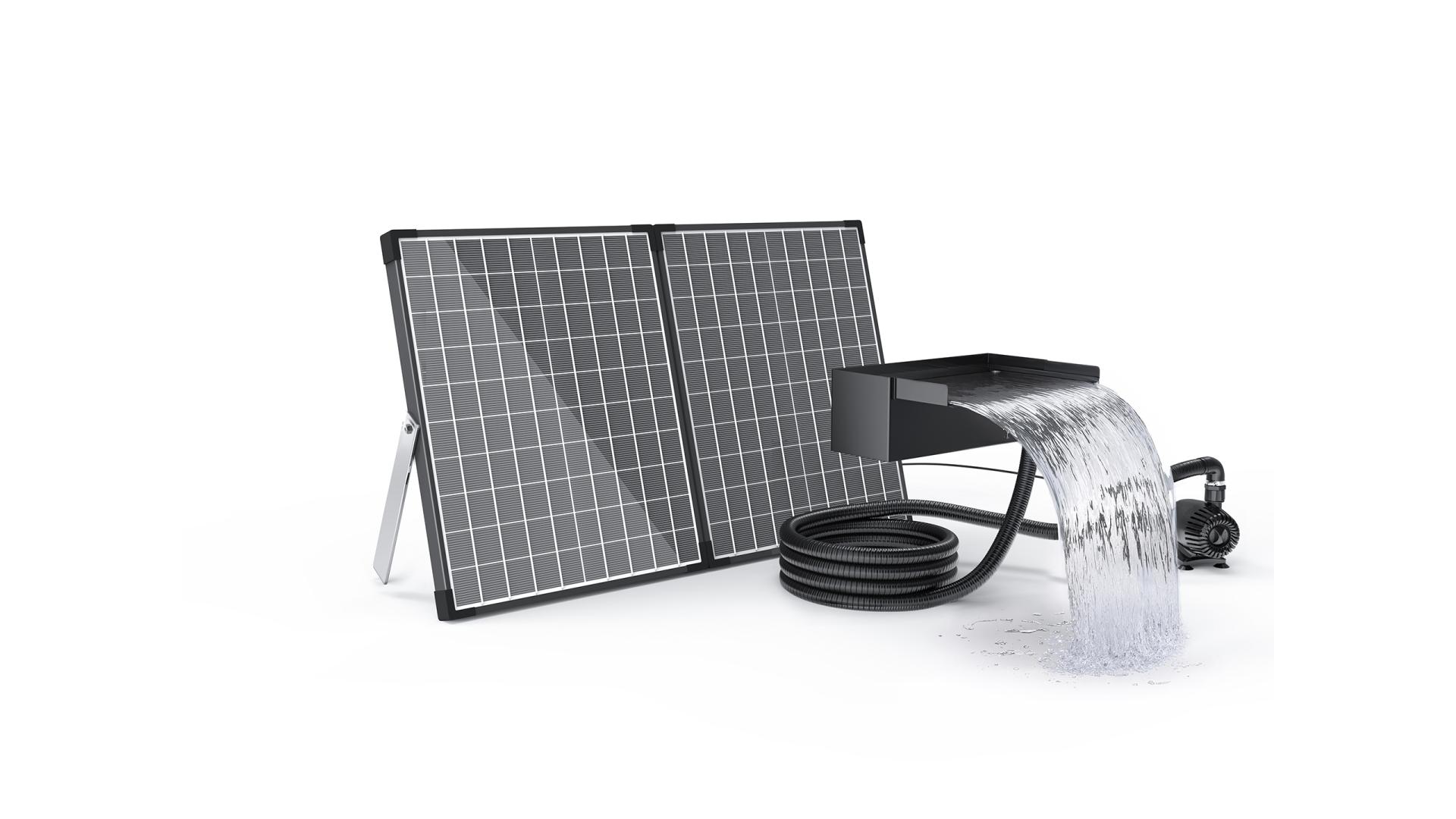 London Design Awards Winner - 55W Solar Stainless Steel Waterfall Pump System