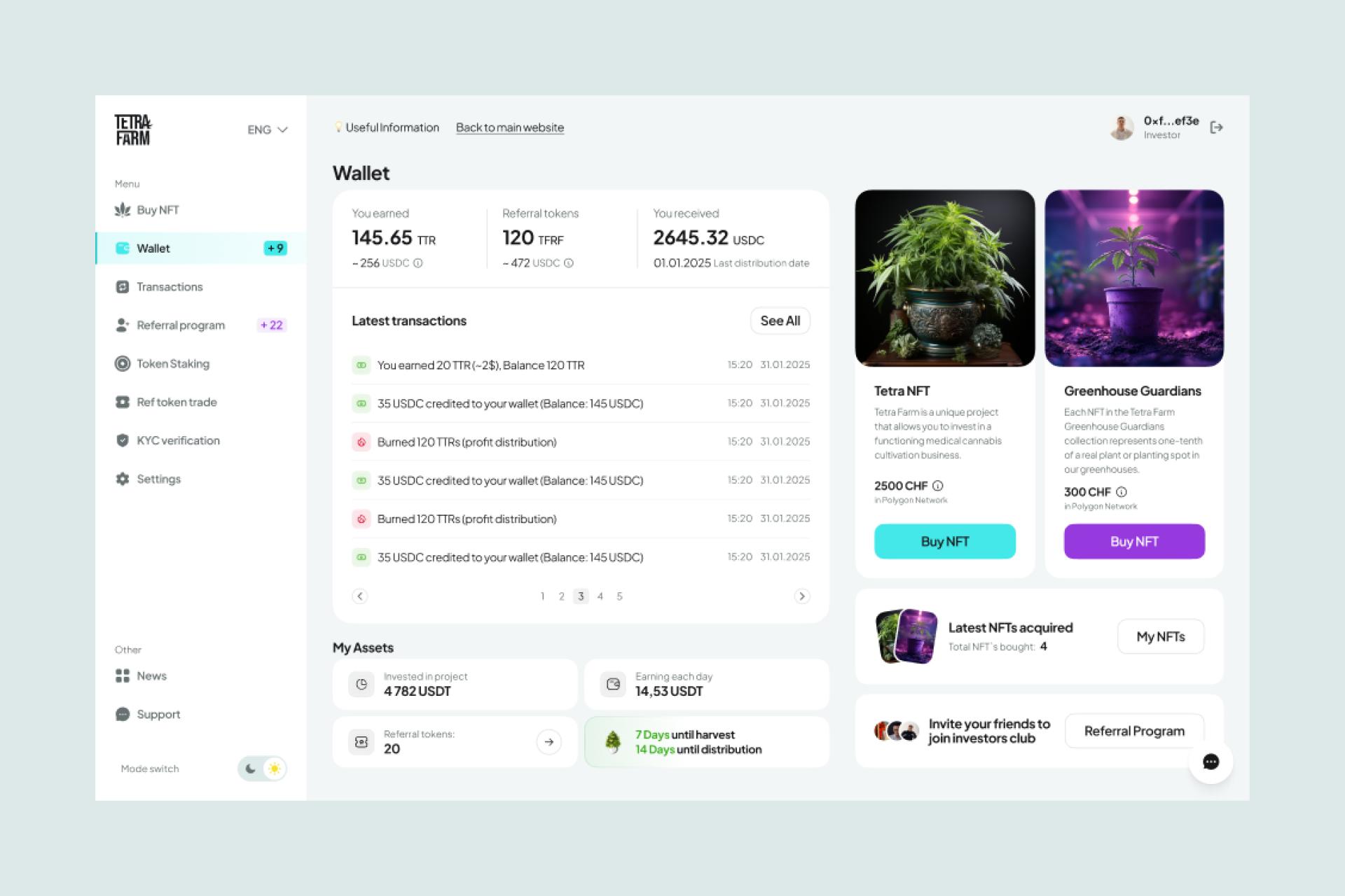 London Design Awards Winner - Tetra Farm Investor Dashboard