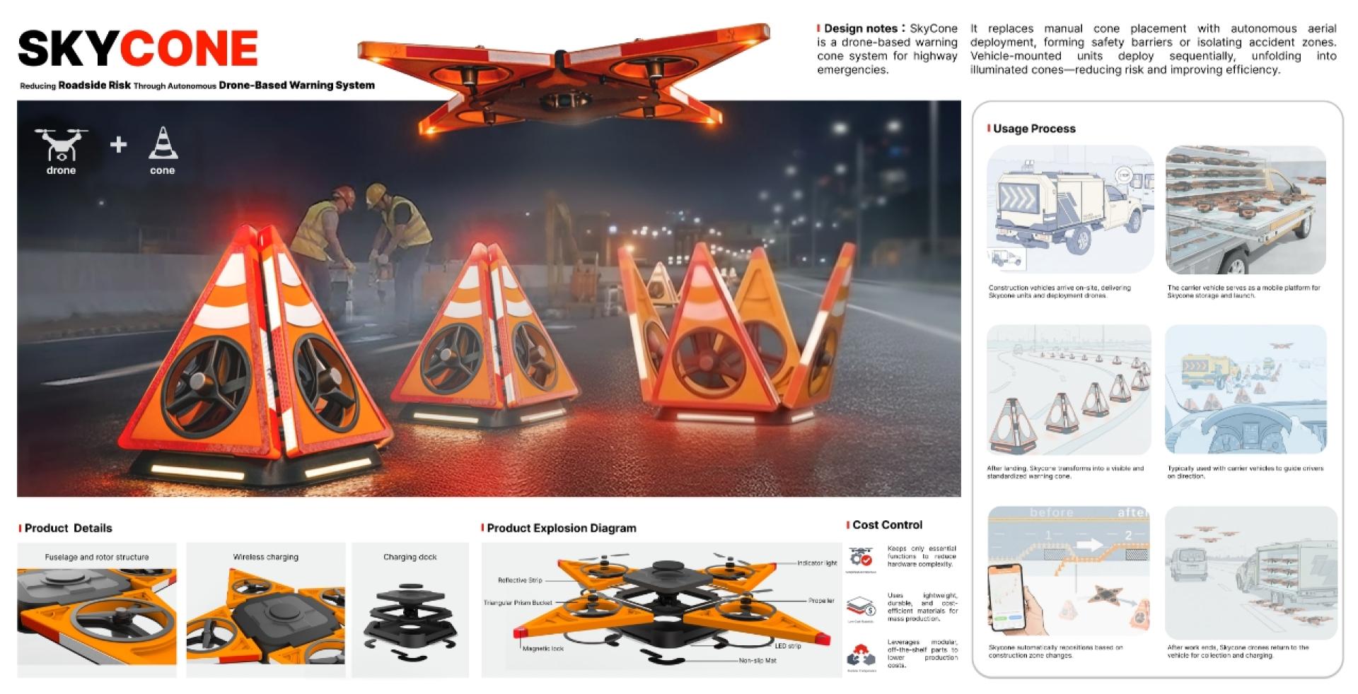 London Design Awards Winner - SkyCone – Drone-Based Traffic Safety System
